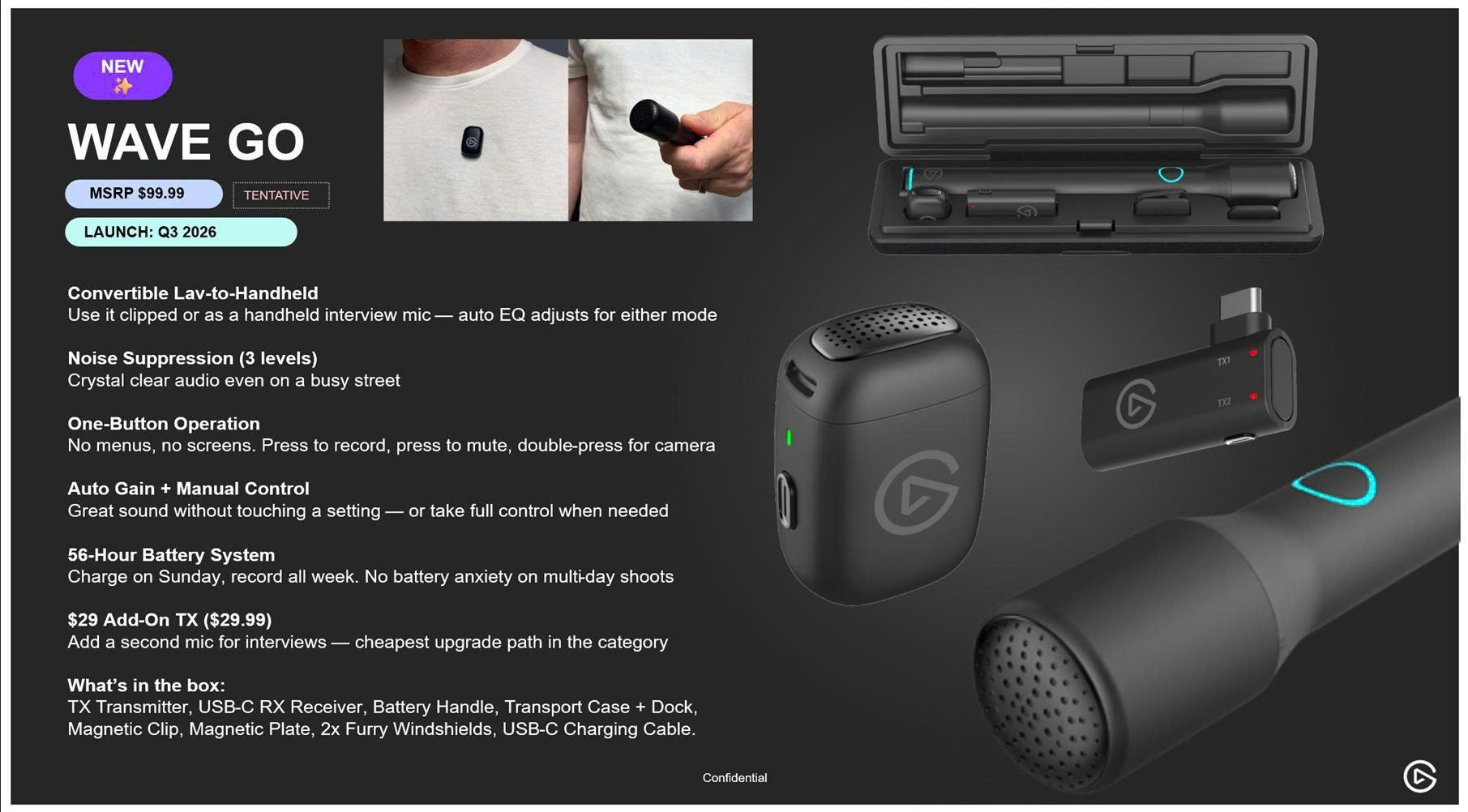 Microphone phỏng vấn Elgato Wave Go - TX | Hàng chính hãng