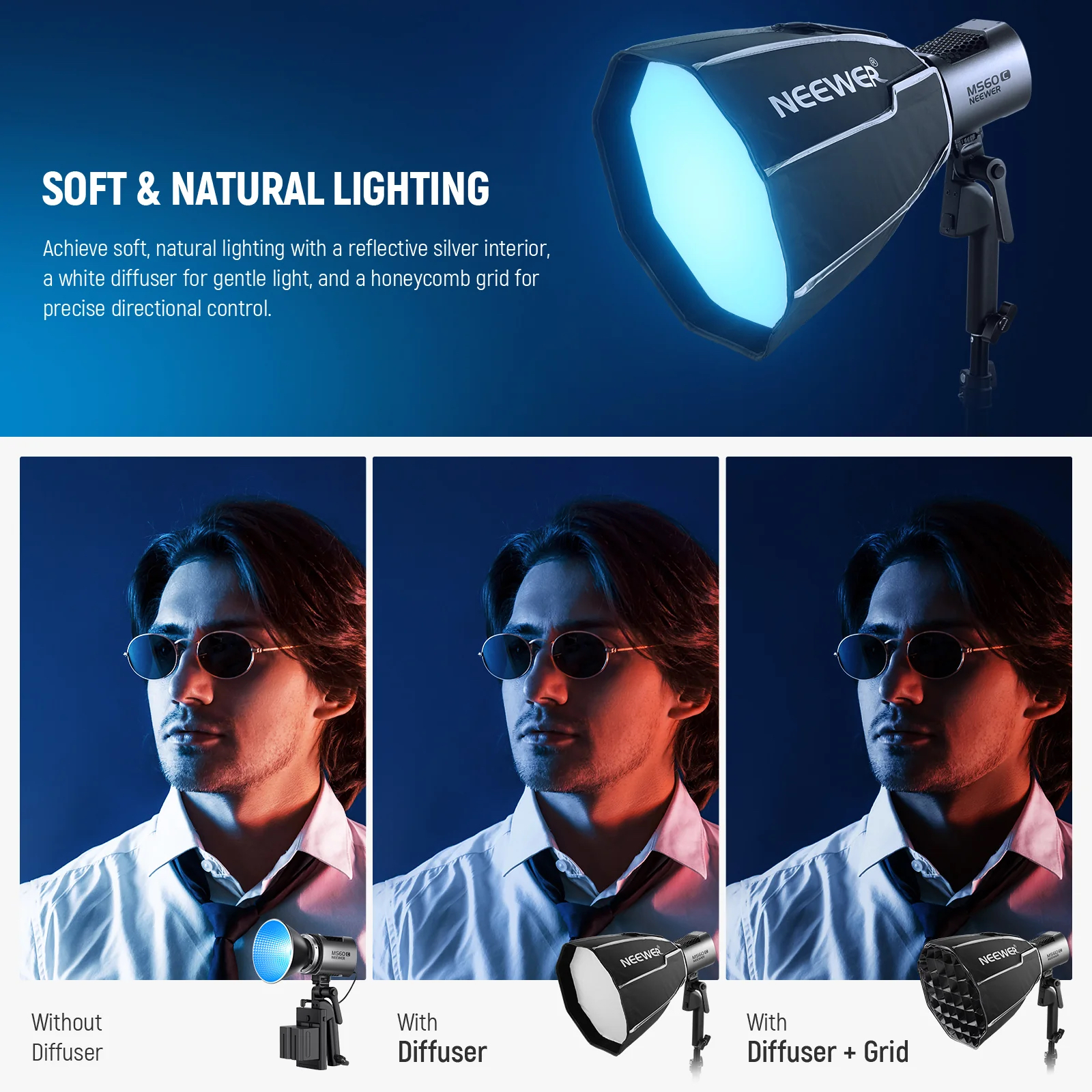 NEEWER NS4P – 50CM Octagonal Softbox ( Neewer Mount ) | Chính hãng