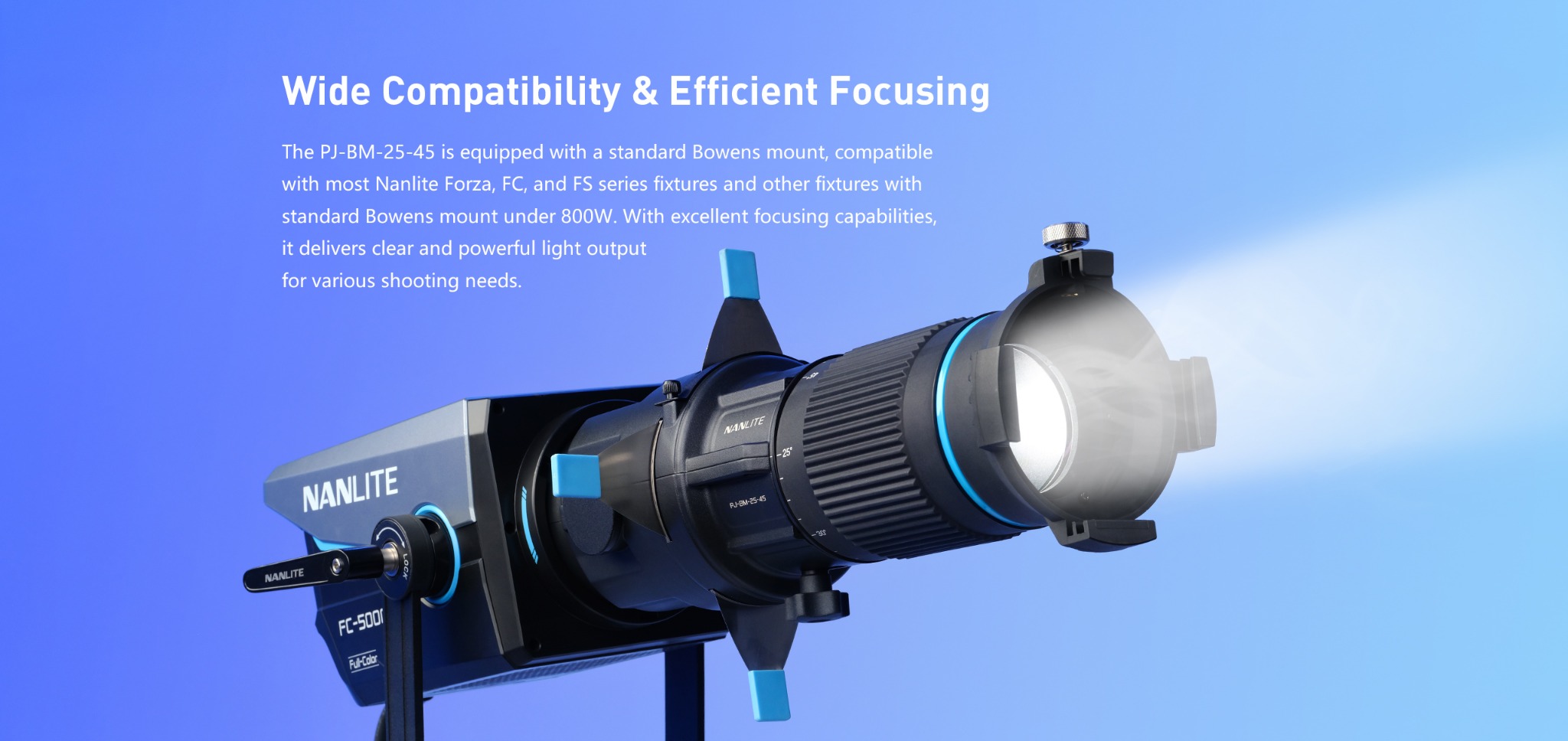Nanlite PJ-BM-25°-45° Đầu Đèn Hiệu Ứng Zoom Ngàm Bowens Mount