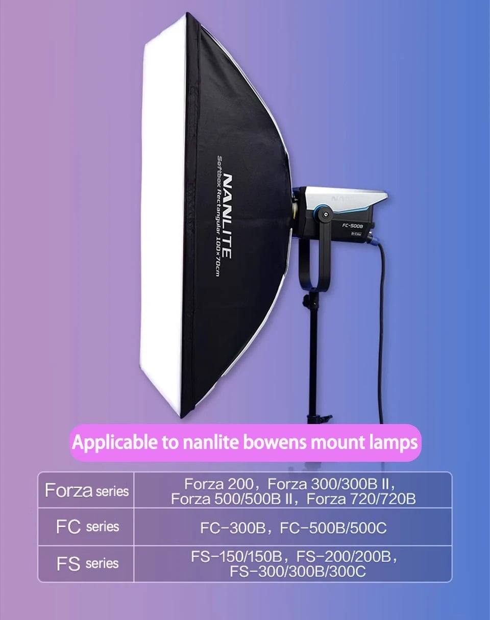 Nanlite SB-RT-100x70 Rectangular Softbox with Bowens Mount
