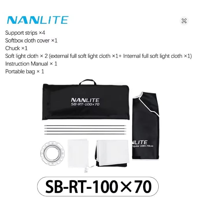 Nanlite SB-RT-100x70 Rectangular Softbox with Bowens Mount