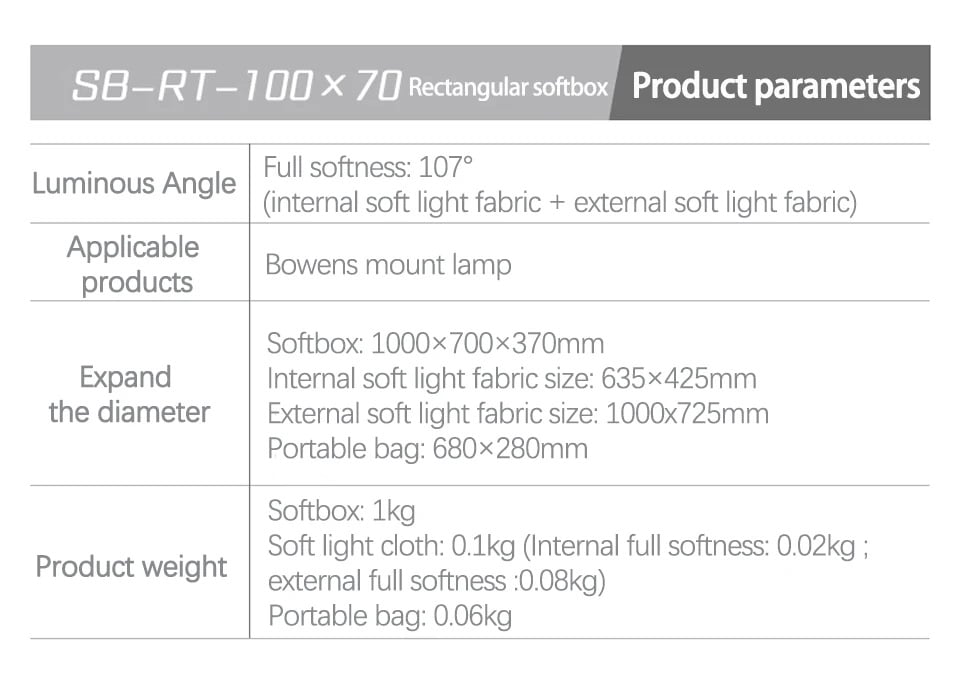 Nanlite SB-RT-100x70 Rectangular Softbox with Bowens Mount