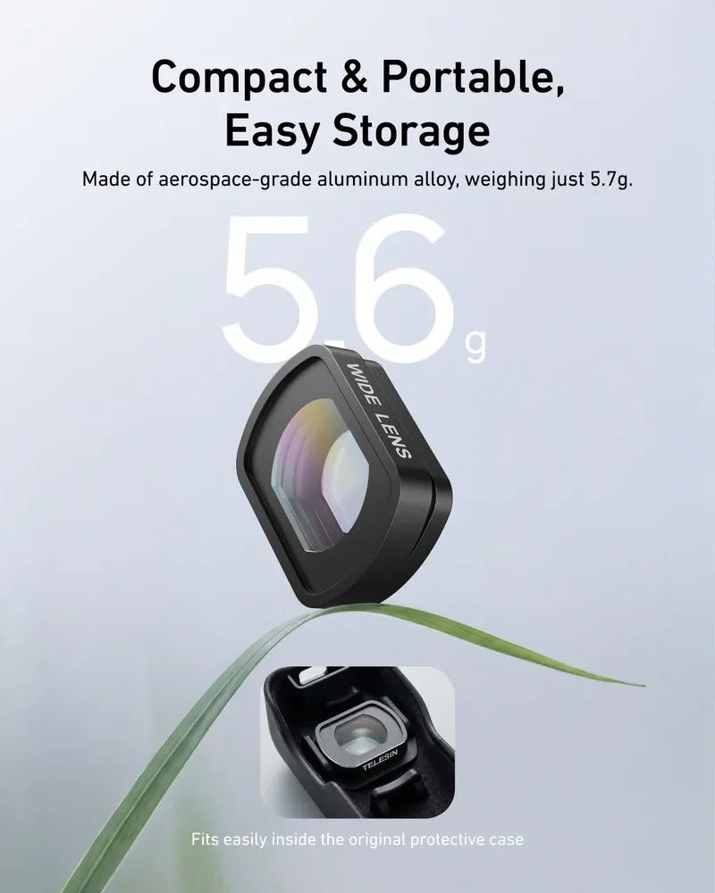 Ống Kính Góc Rộng TELESIN 4/3 15mm f/1.8 | Chính hãng - mặt sau và phụ kiện đi kèm