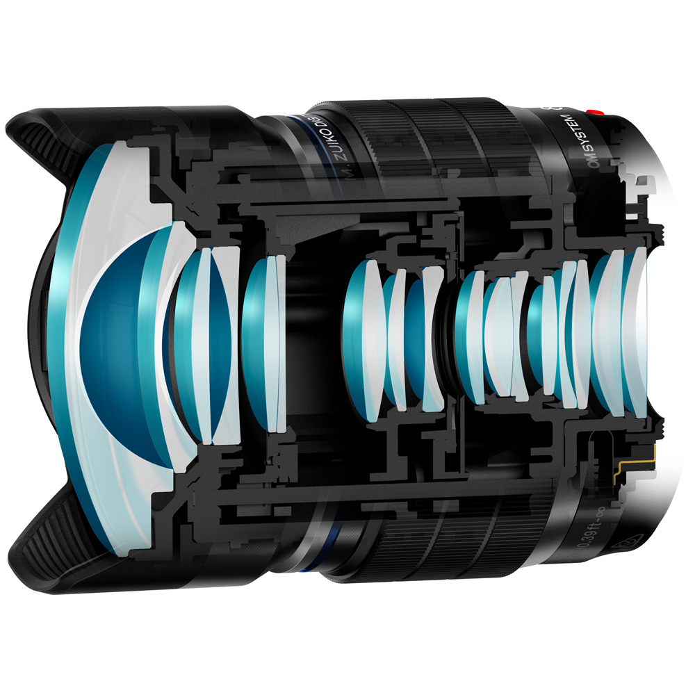 Ống kính OM SYSTEM M.Zuiko Digital ED 8mm F1.8 Fisheye PRO | Chính hãng FullVAT góc cạnh chi tiết