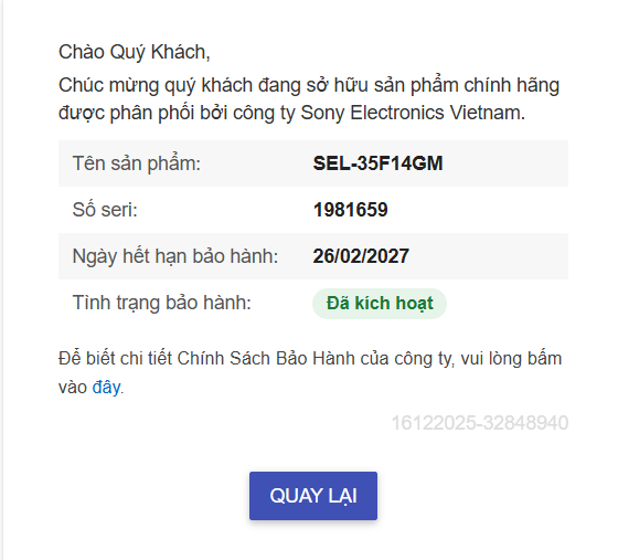 Ống kính Sony FE 35mm f/1.4 GM | Used