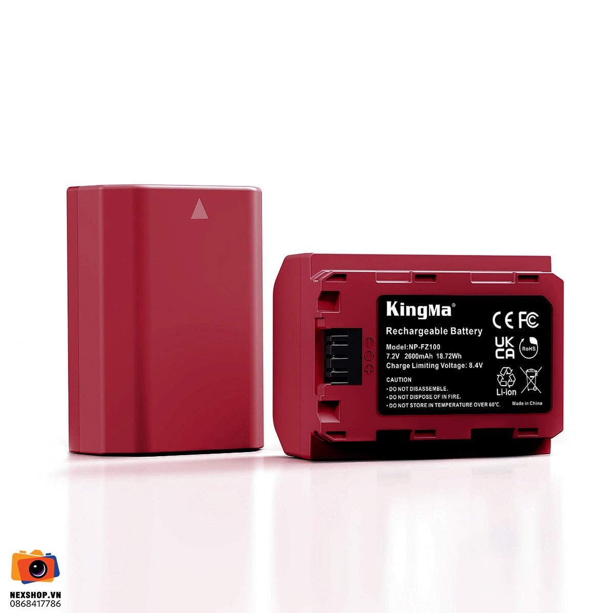 Pin Kingma FZ-100 2600mAh | Chính hãng | Nexshop.vn - mặt sau và phụ kiện đi kèm