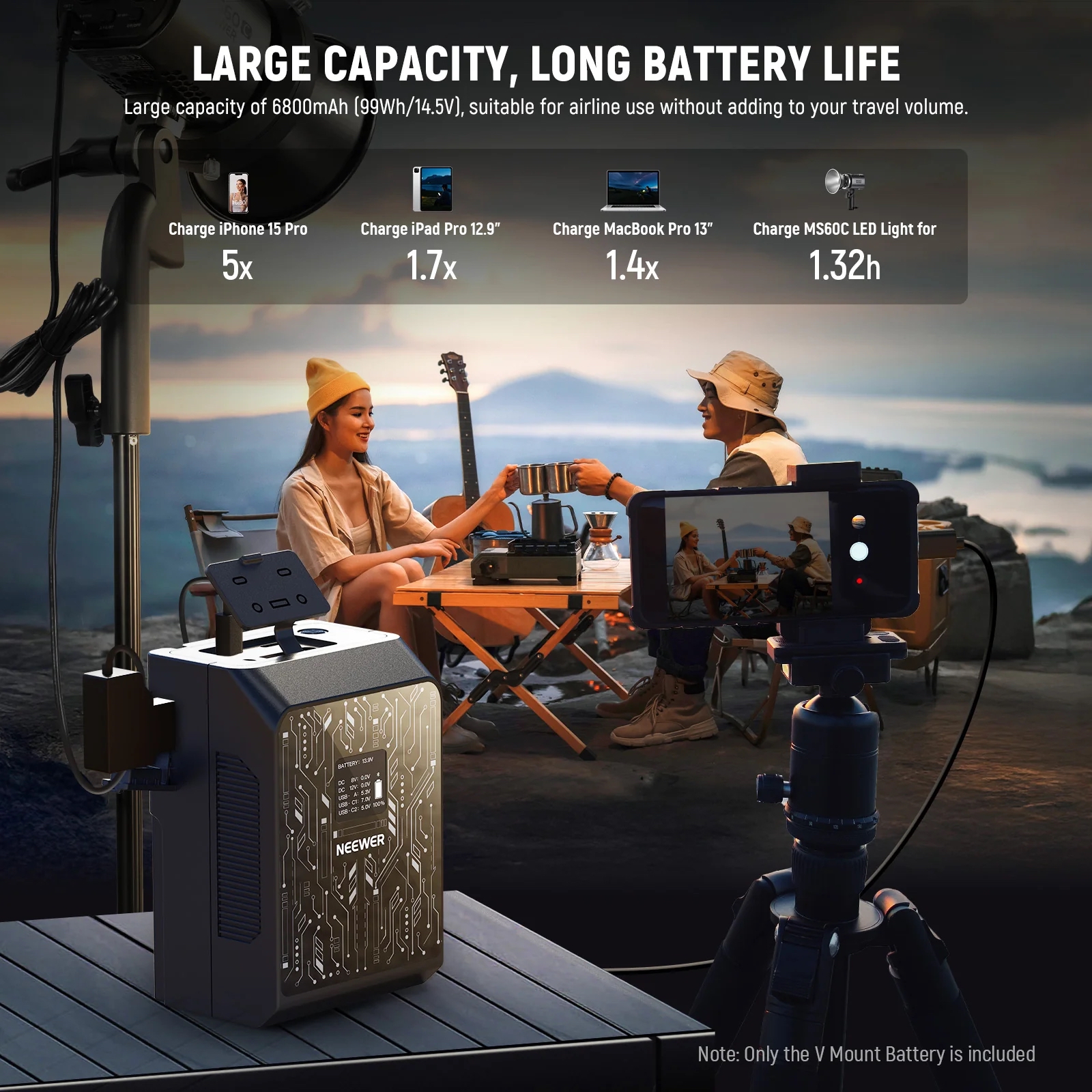 Pin V-Mount NEEWER PS099S 6800mAh 99Wh APP Control | Chính hãng
