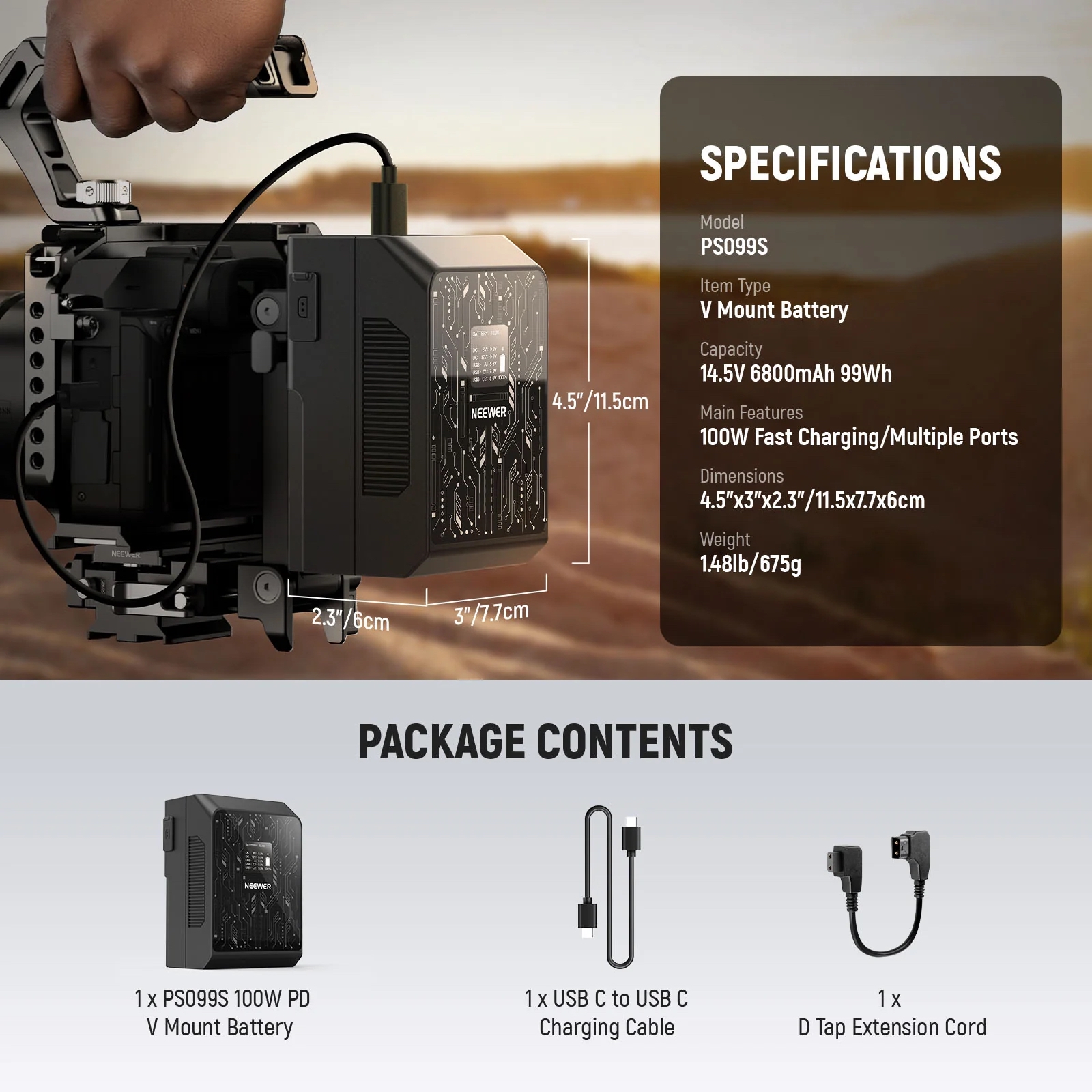 Pin V-Mount NEEWER PS099S 6800mAh 99Wh APP Control | Chính hãng