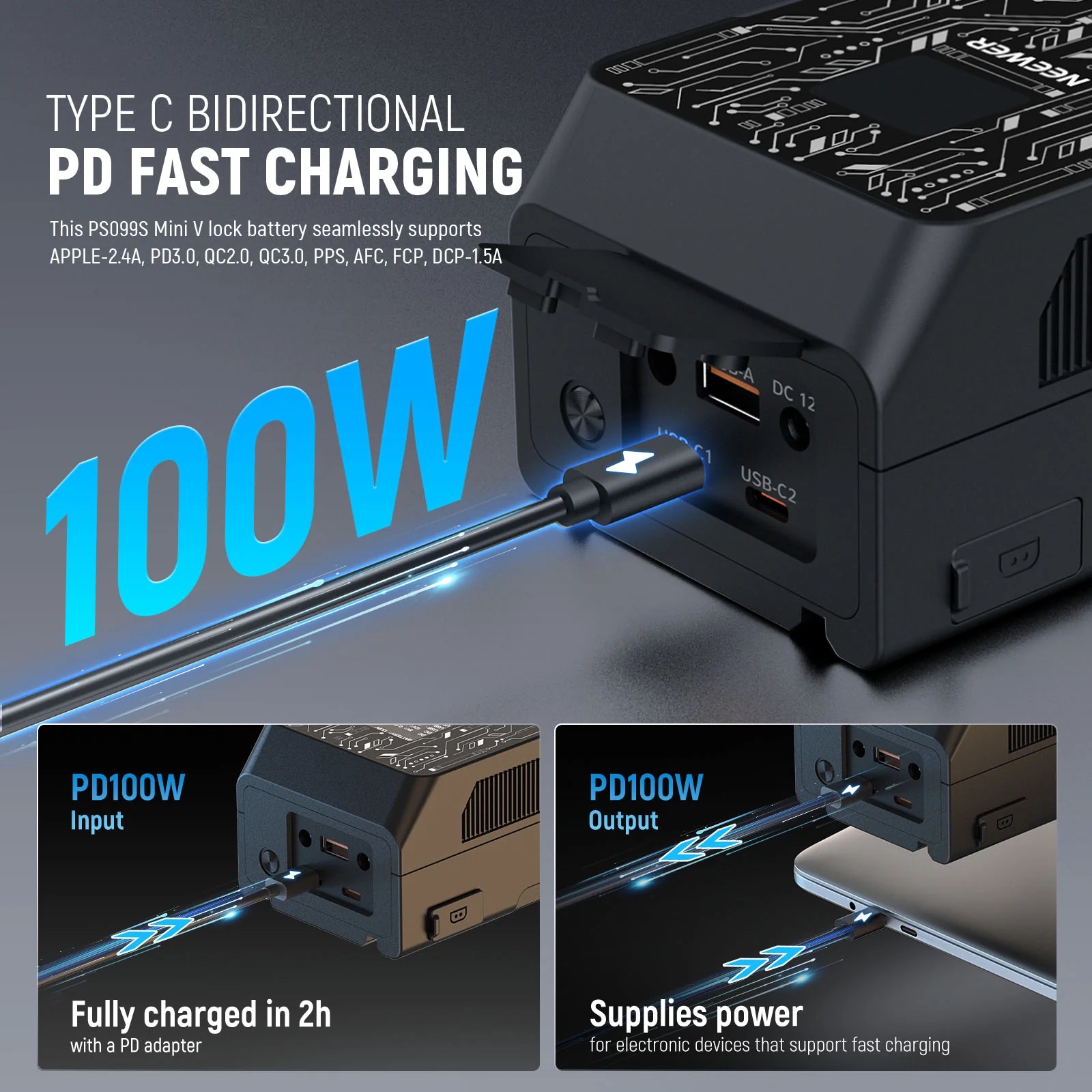 Pin V-Mount NEEWER PS099S 6800mAh 99Wh APP Control | Chính hãng