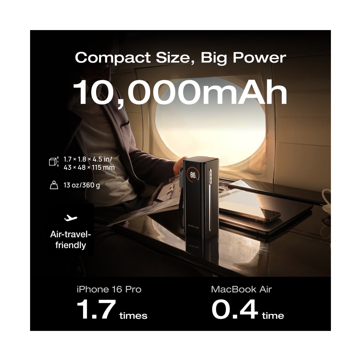 Pin sạc dự phòng 3 trong 1 EcoFlow RAPID Pro (10.000mAh / 67W) | Củ sạc AC + Cáp rút | Chính hãng