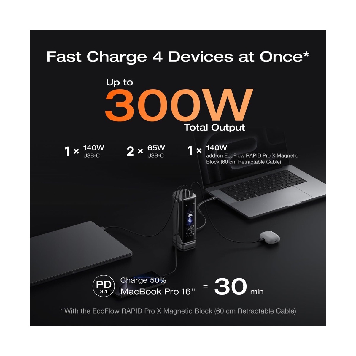Pin sạc dự phòng EcoFlow RAPID Pro X Power Bank (27.650mAh / 300W) | Hỗ trợ mở rộng module | Chính hãng