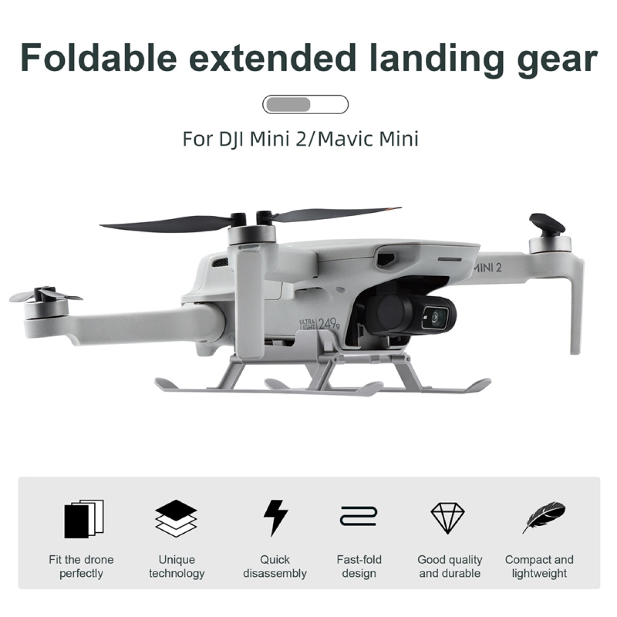 STARTRC Chân đôn hạ cánh gấp gọn siêu nhẹ (Landing Gear) cho DJI Mini 2 / SE (STR-M2-78700) | Hàng chính hãng