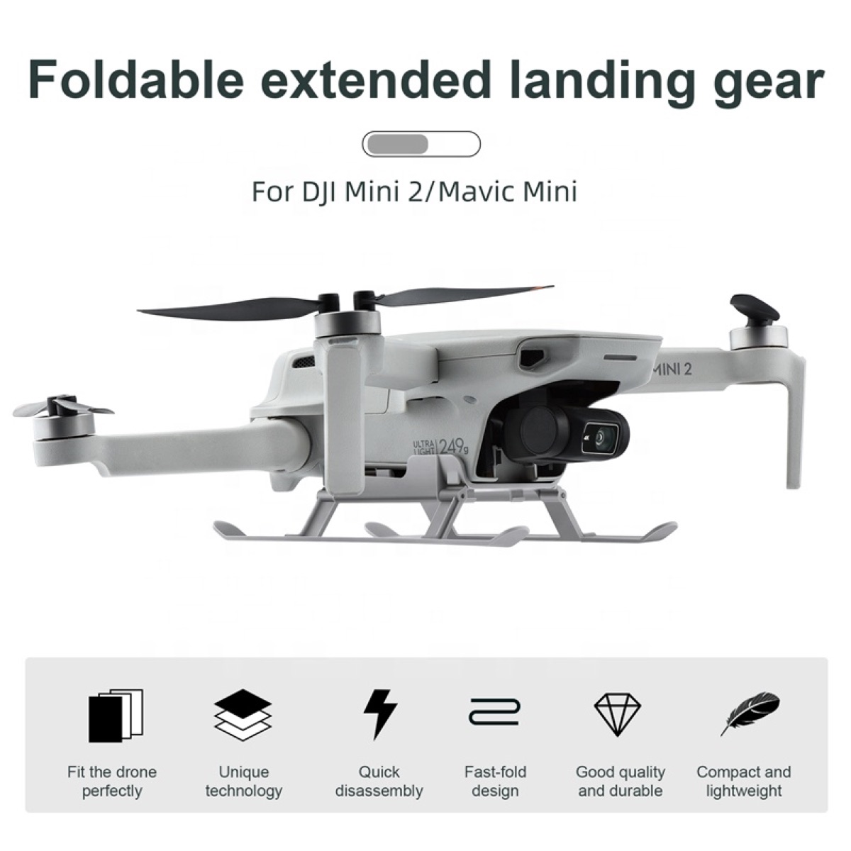 STARTRC Chân đôn hạ cánh gấp gọn siêu nhẹ (Landing Gear) cho DJI Mini 2 / SE (STR-M2-20129) | Hàng chính hãng