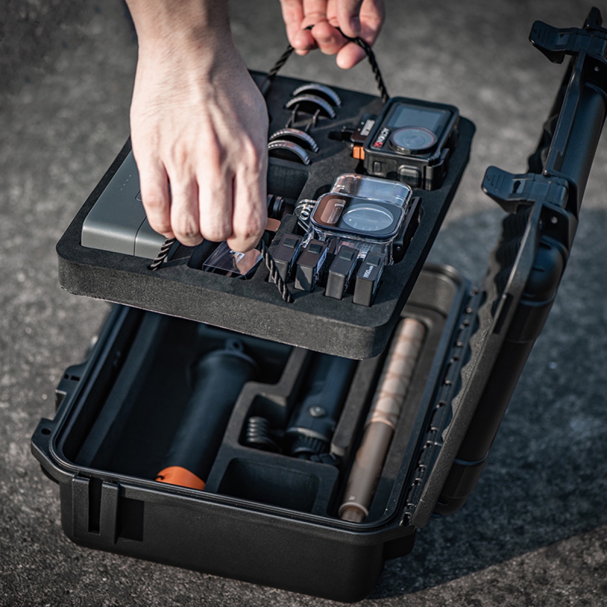 STARTRC Hộp Valy cứng chống sốc chống nước tiêu chuẩn IP67 cho DJI Osmo Action 5 Pro 2 tầng Fly More Combo (STR-ACT5-29693) | Hàng chính hãng
