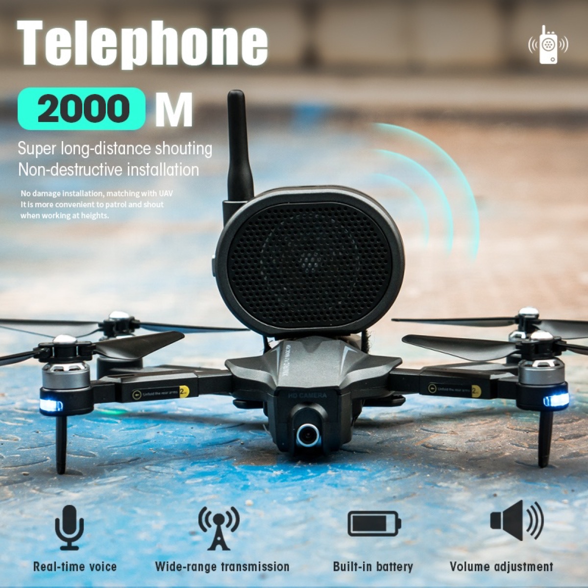 STARTRC Loa phóng thanh không dây cứu hộ & truyền thông tin (Megaphone 120dB) cho Flycam DJI (STR-M3P-80064) | Hàng chính hãng