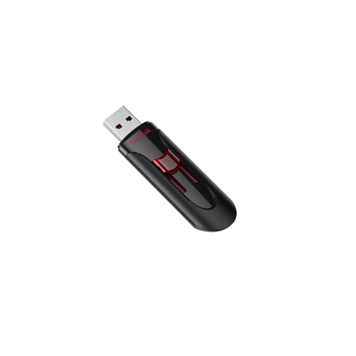 SanDisk 32GB CZ600 Cruzer Glide, USB 3.0, Black with red slider, retractable design