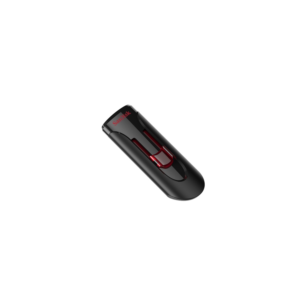 SanDisk 64GB CZ600 Cruzer Glide, USB 3.0, Black with red slider, retractable design