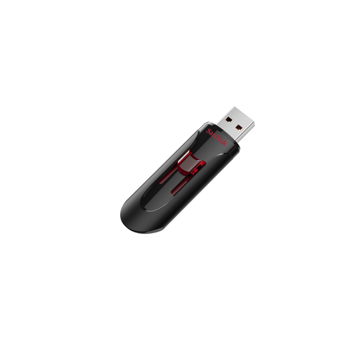 SanDisk 64GB CZ600 Cruzer Glide, USB 3.0, Black with red slider, retractable design
