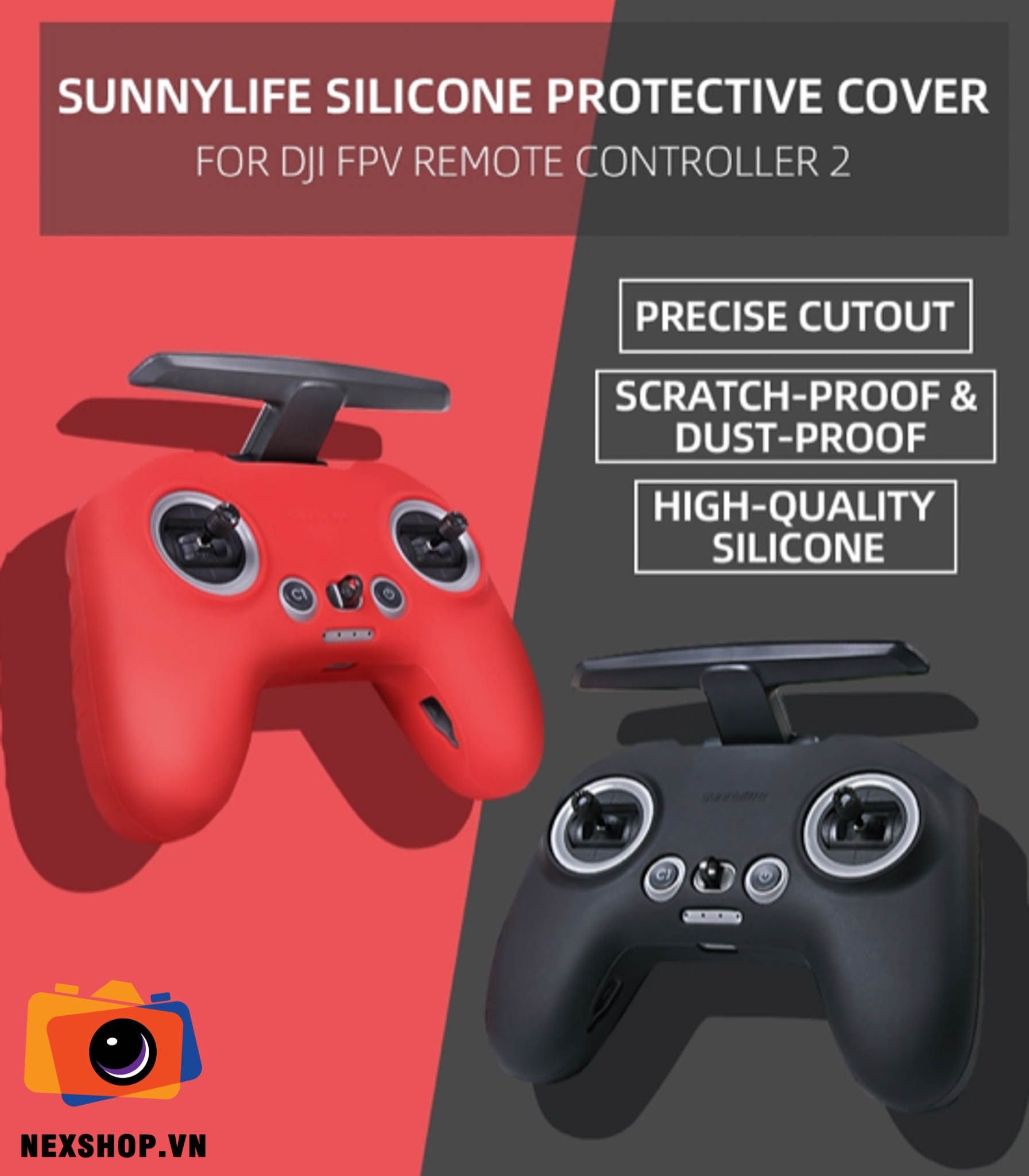 Silicon bảo vệ tay điều khiển DJI FPV Sunnylife | Đen | Nhập khẩu