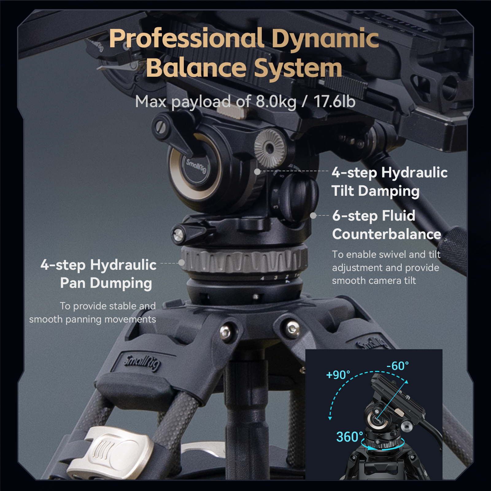 SmallRig FreeBlazer Counterbalance Carbon Fiber Video Tripod Kit | Chính hãng
