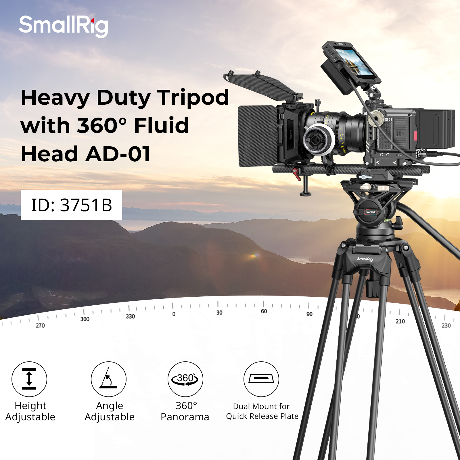 SmallRig Heavy-Duty Fluid Head Tripod AD-01 | Chính hãng