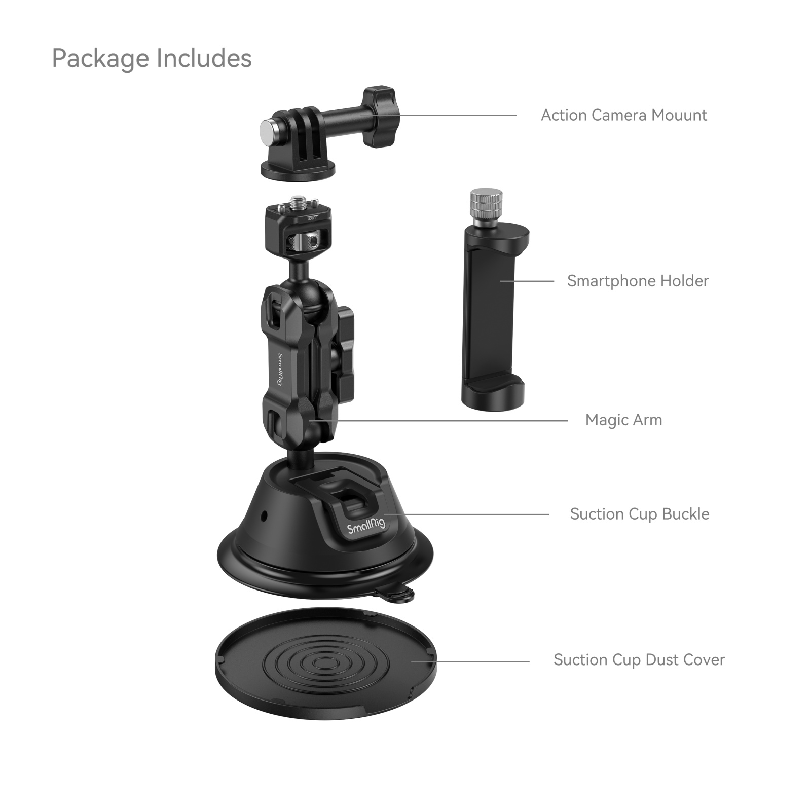 SmallRig Portable Suction Cup Mount for Action | Chính hãng - cấu hình hộp sạc