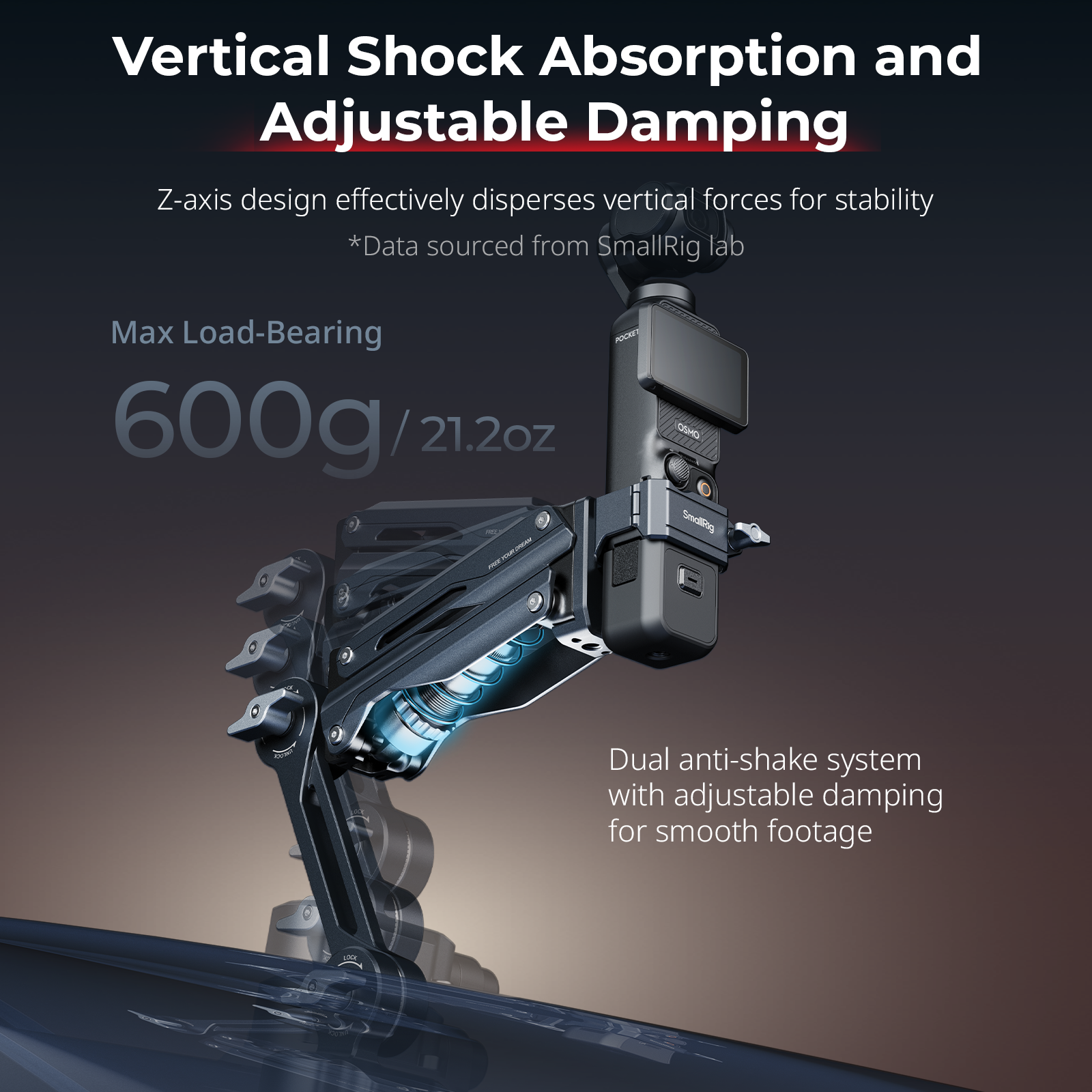 SmallRig mini Shock Absorber Arm for DJI Osmo Pocket 3 / GoPro | - cấu hình hộp sạc
