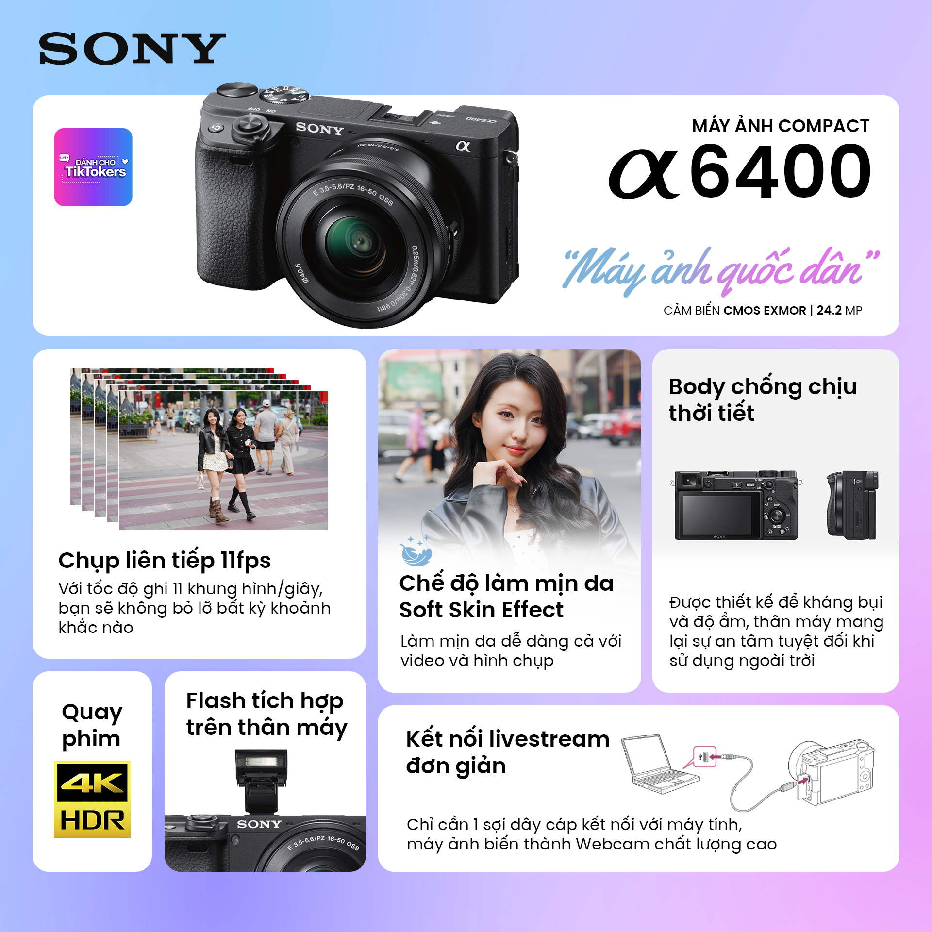 Máy ảnh Sony Alpha 6400 (A6400) Body Đen
