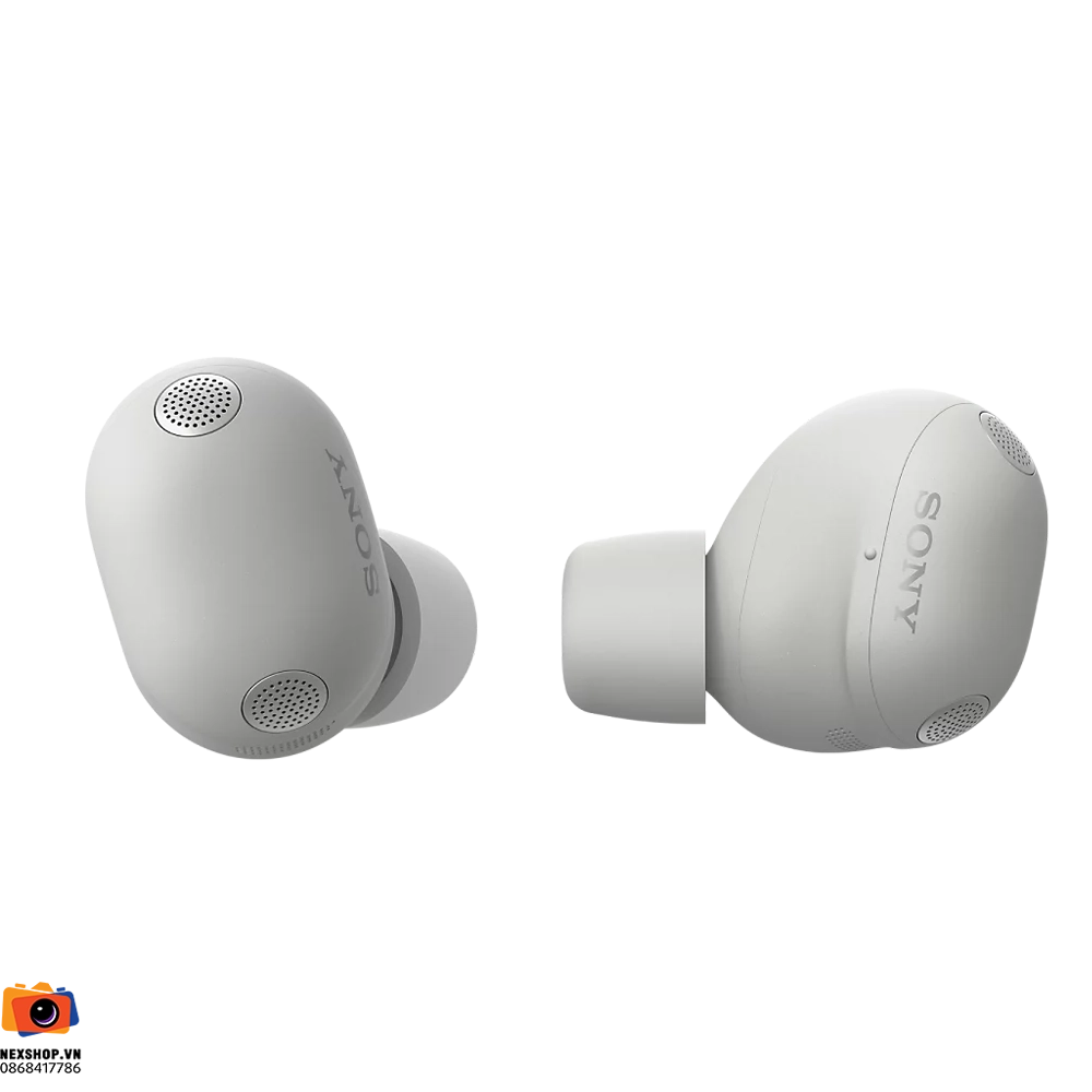 Tai nghe Sony WF-1000XM6 màu bạc kim | Chính hãng - mặt sau và phụ kiện đi kèm