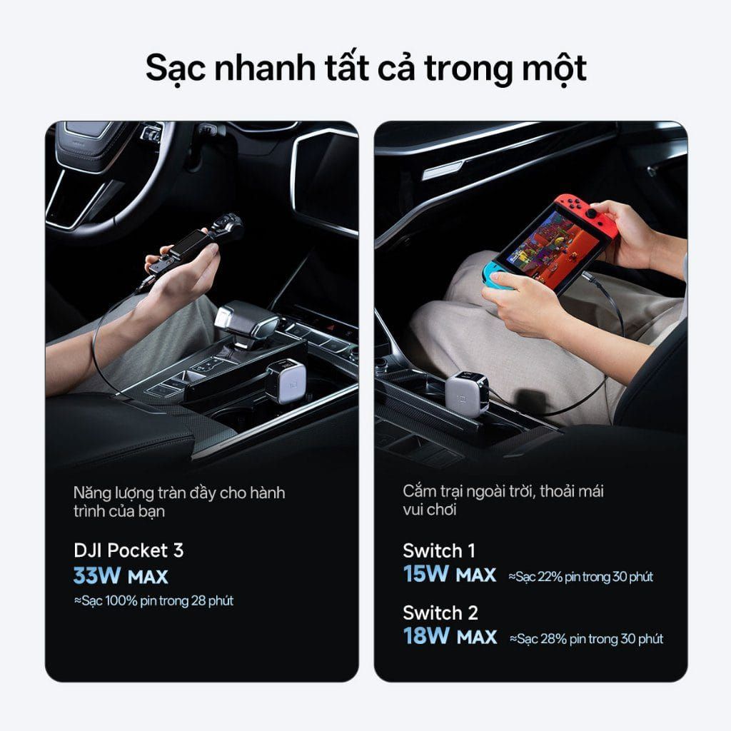Tẩu sạc ô tô Cuktech CC903P | 3 cổng, 100W | Chính hãng