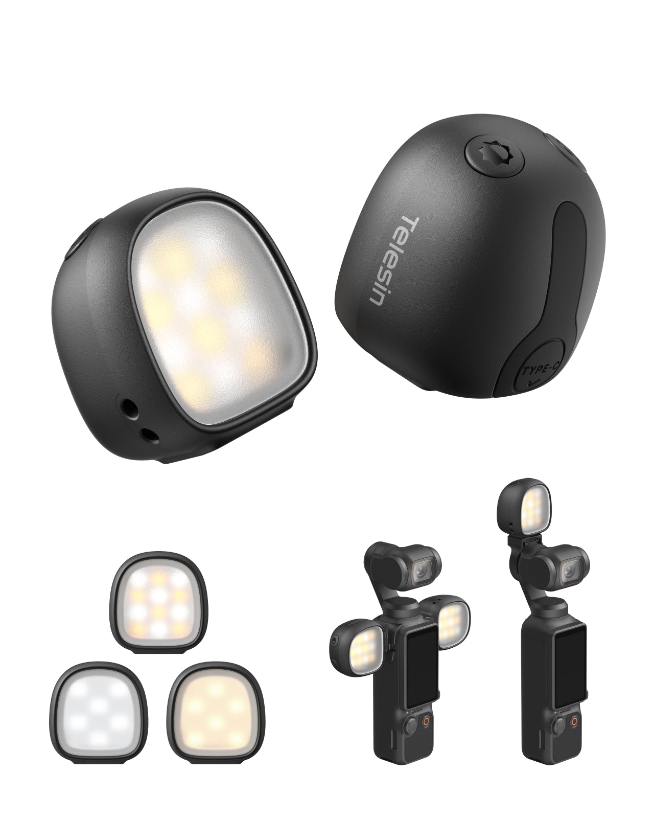 Telesin Bộ Đôi Đèn LED Trợ Sáng Mini Cho DJI Osmo Pocket 4 | S5-BGD-23-TDJ-ZH1 | Chính hãng | FullVAT