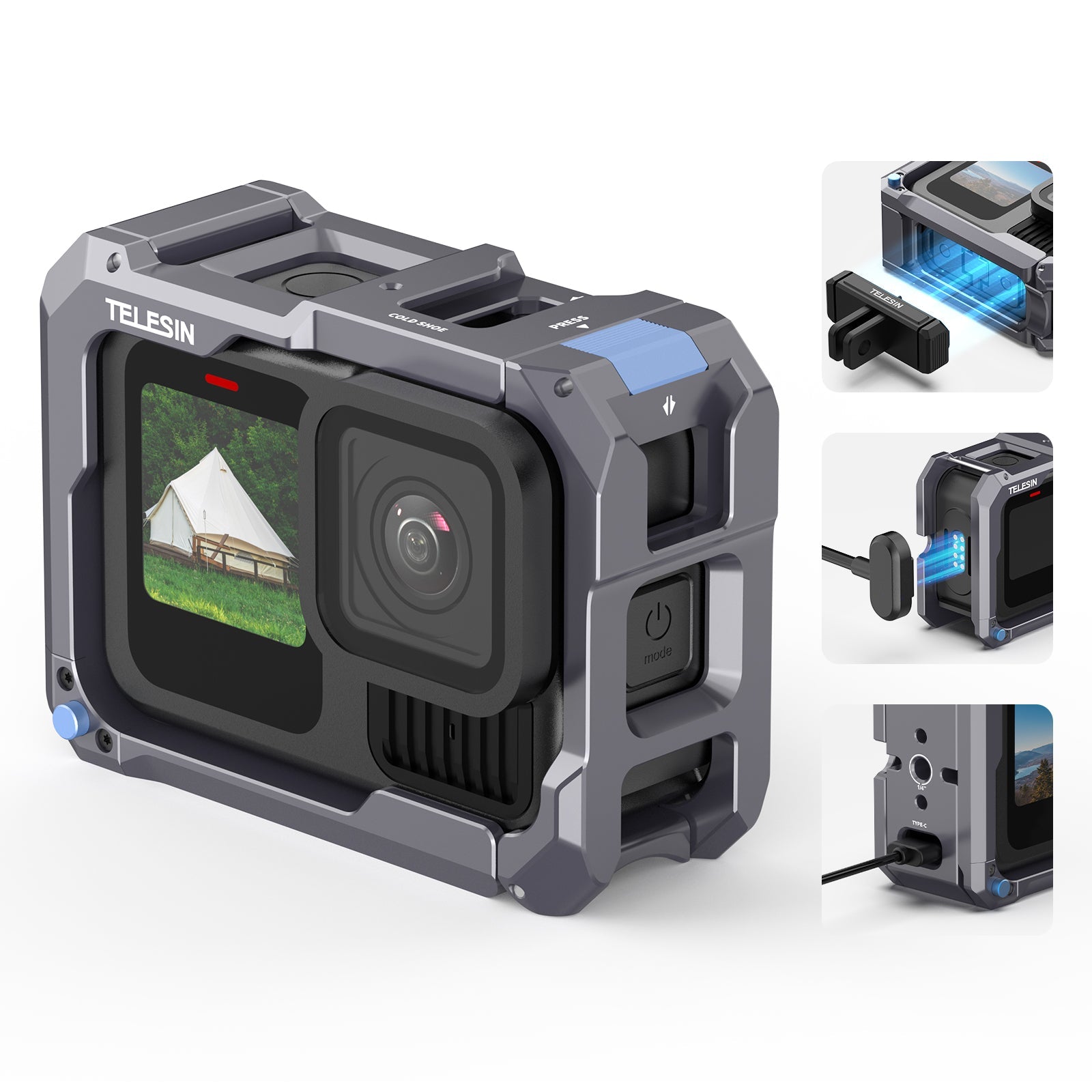 Telesin Bộ Ngàm Mở Rộng Thể Thao Cho GoPro Hero 9-13 | S6-FMS-15-TGP | Chính hãng | FullVAT