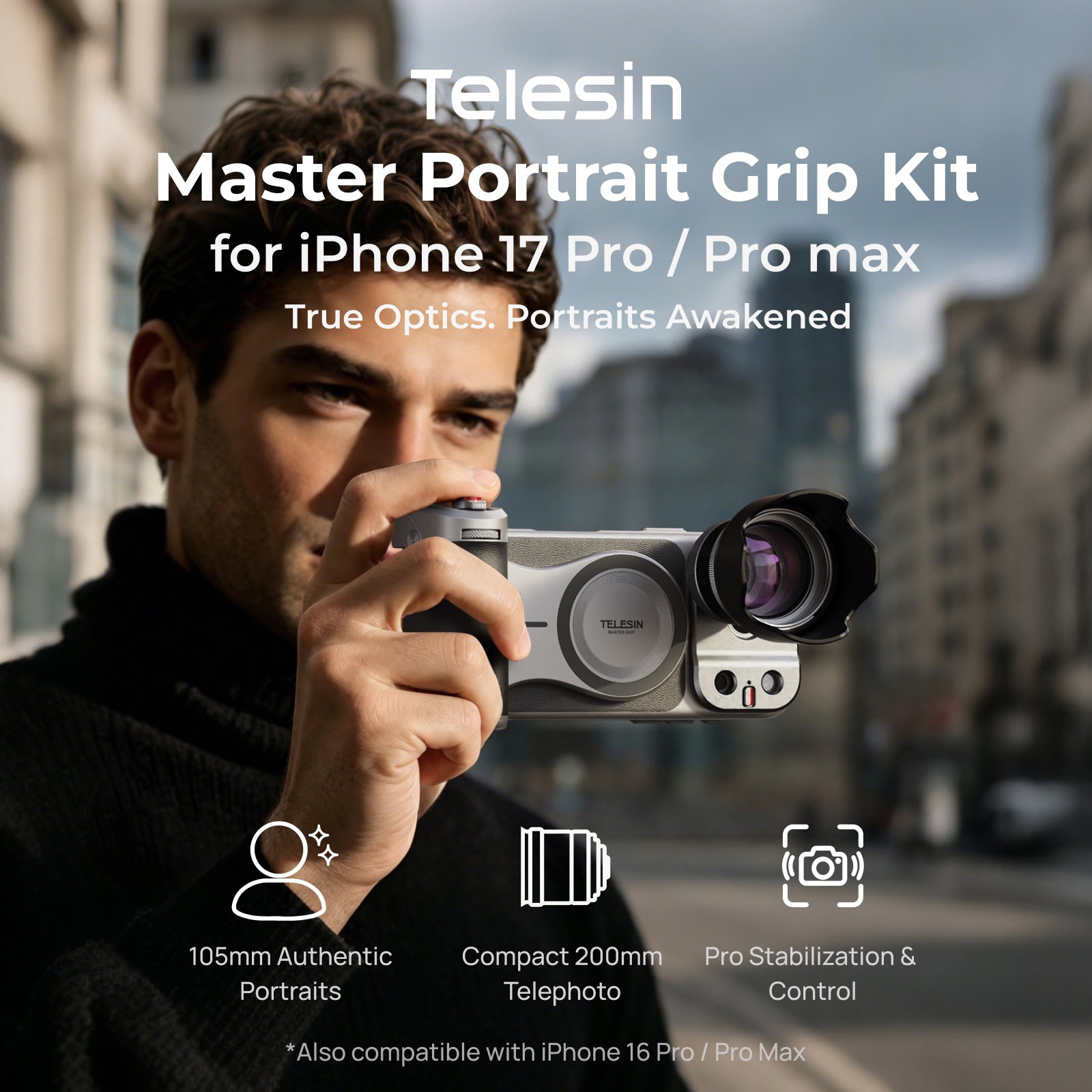 Telesin Bộ Tay Cầm Chụp Chân Dung Master Portrait Cho iPhone 17 Pro/Pro Max | P5-MCS-22-TIP | Chính hãng | FullVAT