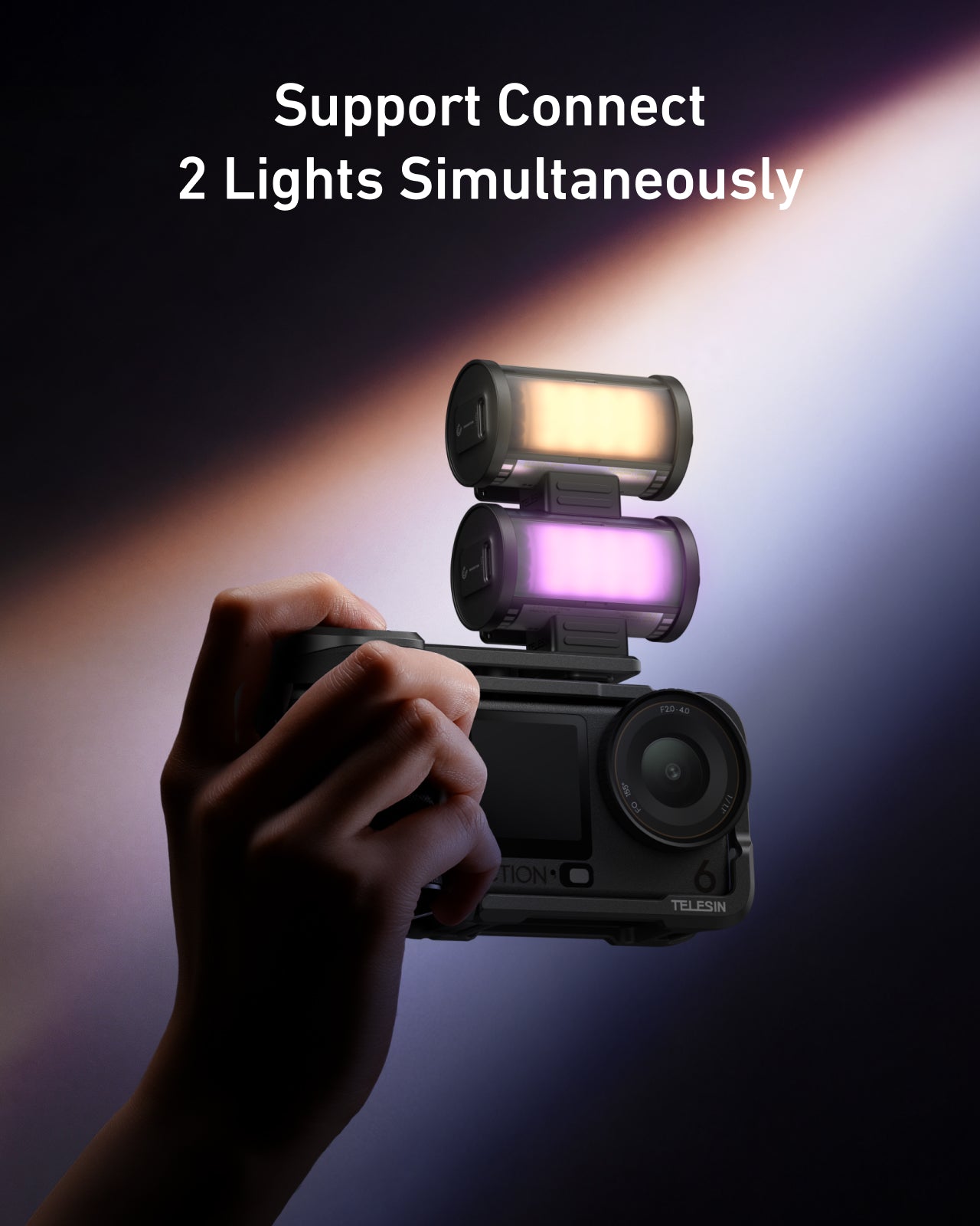 Telesin Bộ Tay Cầm StreetGrip Kèm Đèn RGB Cho DJI Action 6 | S5-BGD-16 + S6-FMS-36-TDJ | Chính hãng | FullVAT