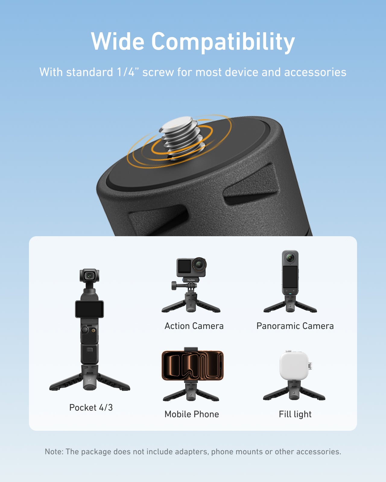 Telesin Chân Đế Tripod Kiêm Tay Cầm 2 Trong 1 Cho Osmo Pocket 3/4 | S3-EAK-06 | Chính hãng | FullVAT