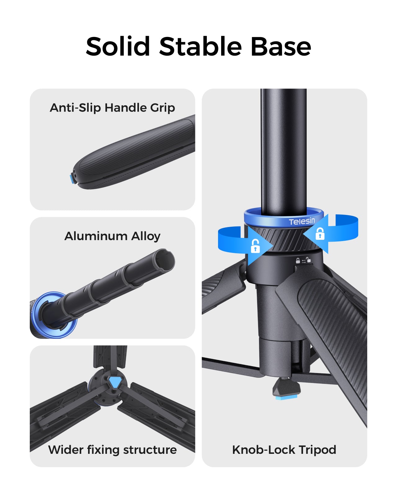 Telesin Chân Máy Tripod Tháo Lắp Nhanh 65cm Kèm Ren Ốc 1/4