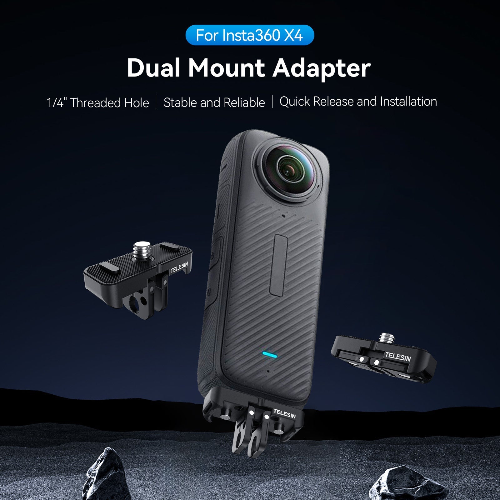 Telesin Đầu Chuyển Đổi Ngàm Kép Cho Insta360 X4 | S7-JBK-05 | Chính hãng | FullVAT