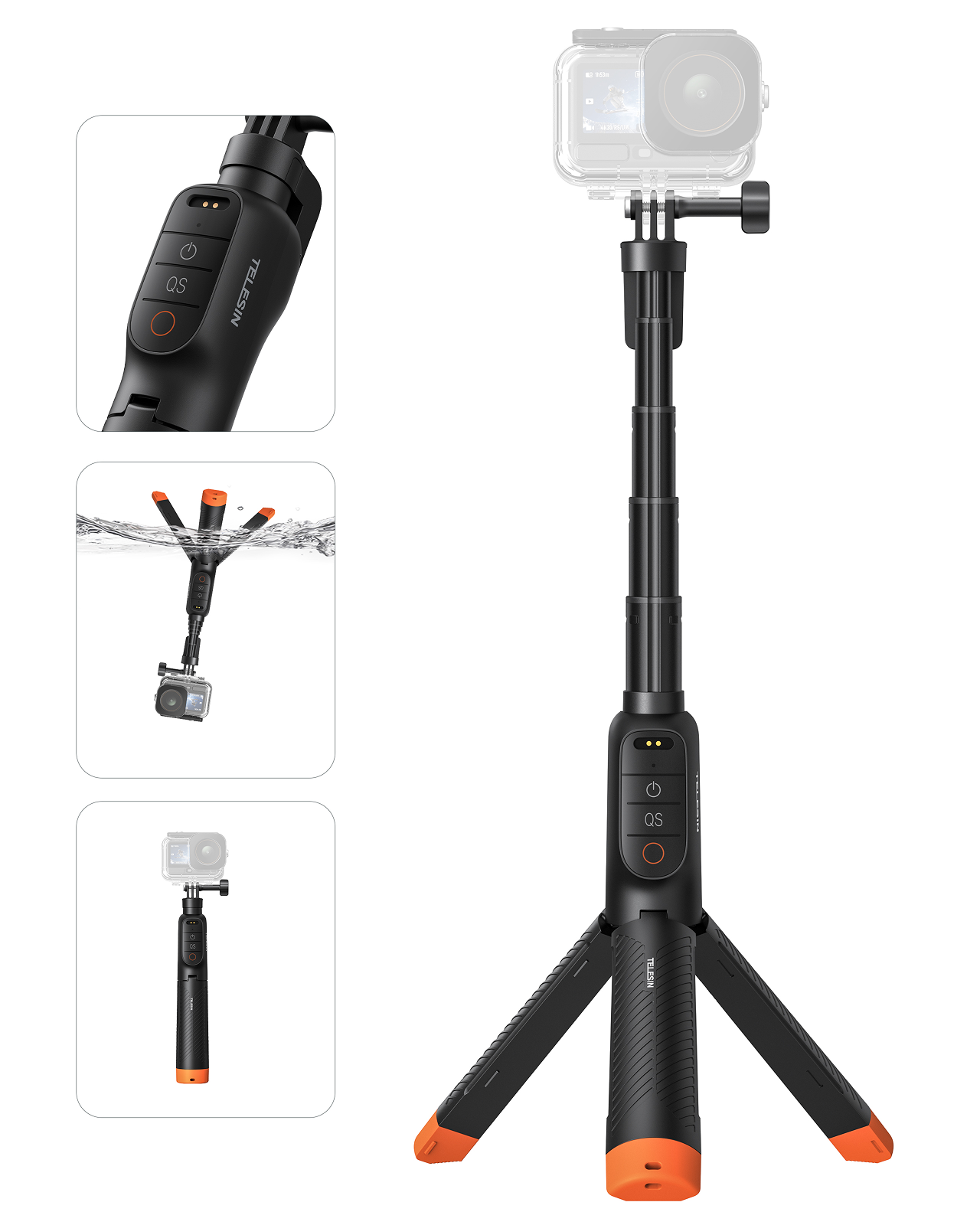 Telesin Gậy Selfie Nổi Kèm Remote Điều Khiển Cho DJI Action 4/5 Pro/6 | S1-TSS-07-TDJ | Chính hãng | FullVAT