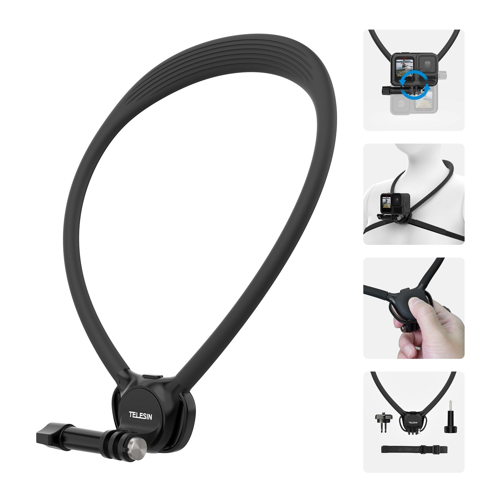 Telesin Giá Đỡ Đeo Cổ Quay Phim Hành Động 2.0 Max Version (Màu Xám) | S2-HNB-004 | Chính hãng | FullVAT