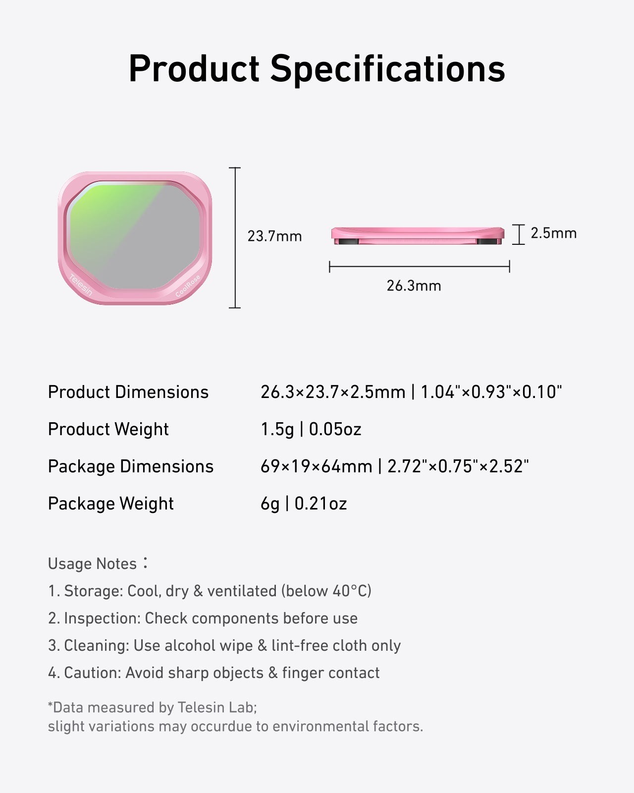 Telesin Kính Lọc Filter Chân Dung Cool Rose Cho Insta360 Luna Series | S5-FLT-94-TB | Chính hãng | FullVAT