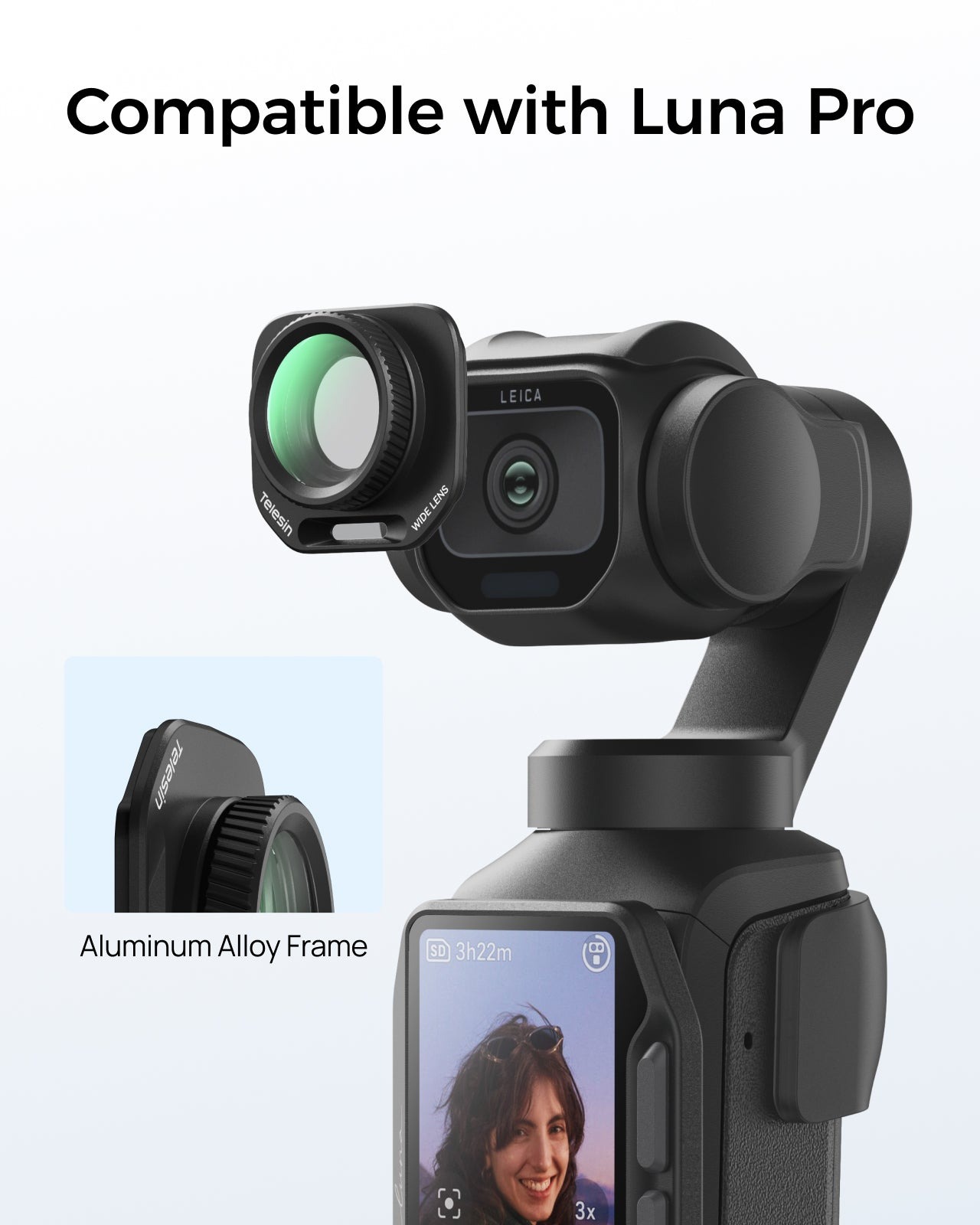 Telesin Kính Lọc Góc Siêu Rộng Wide-Angle Lens 0.72X Cho Insta360 Luna Series | S5-FLT-97-TB | Chính hãng | FullVAT
