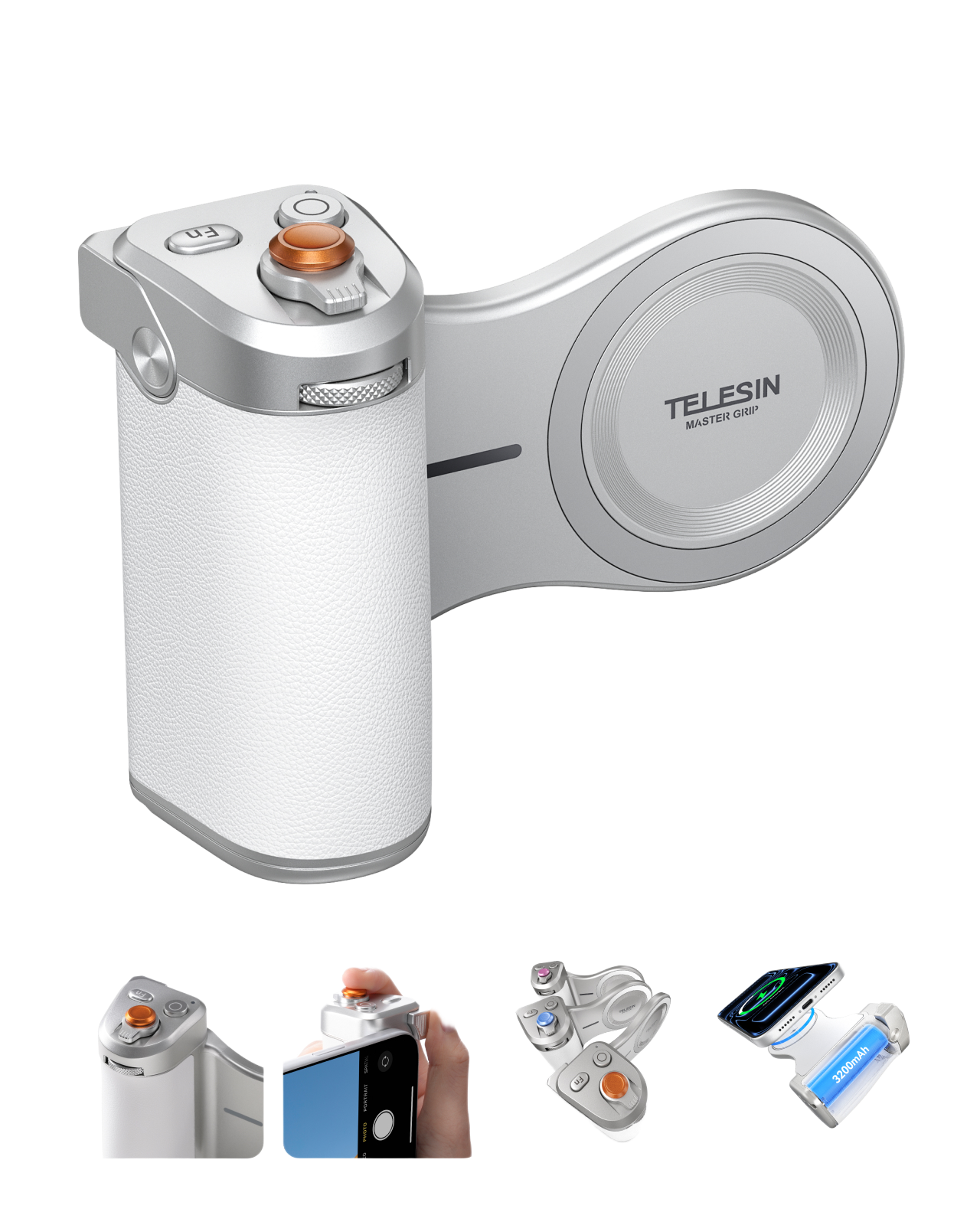 Telesin Tay Cầm Chụp Ảnh Chuyên Nghiệp Hút Từ Tính Pro Shot | P5-MP-003WH | Chính hãng | FullVAT