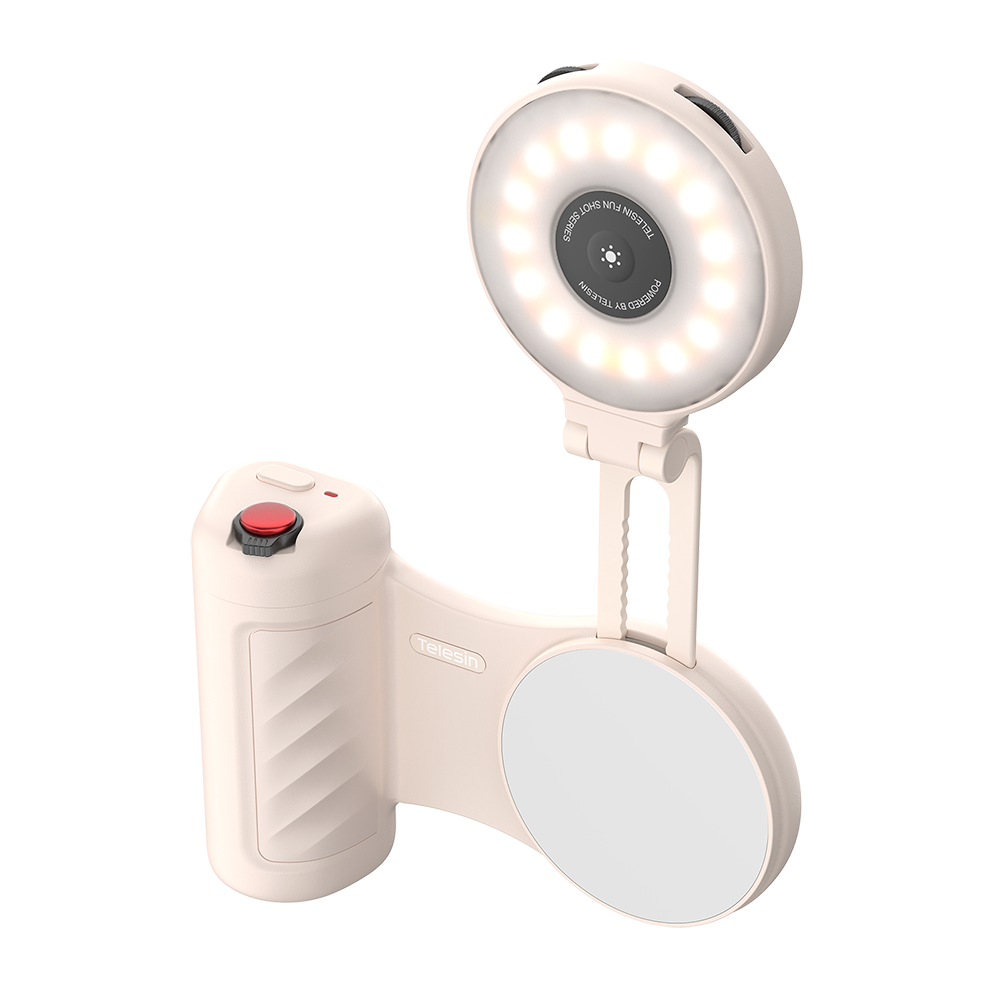 Telesin Tay Cầm Chụp Ảnh Fun Shot Tích Hợp Đèn LED Trợ Sáng | P5-MP-005WH | Chính hãng | FullVAT
