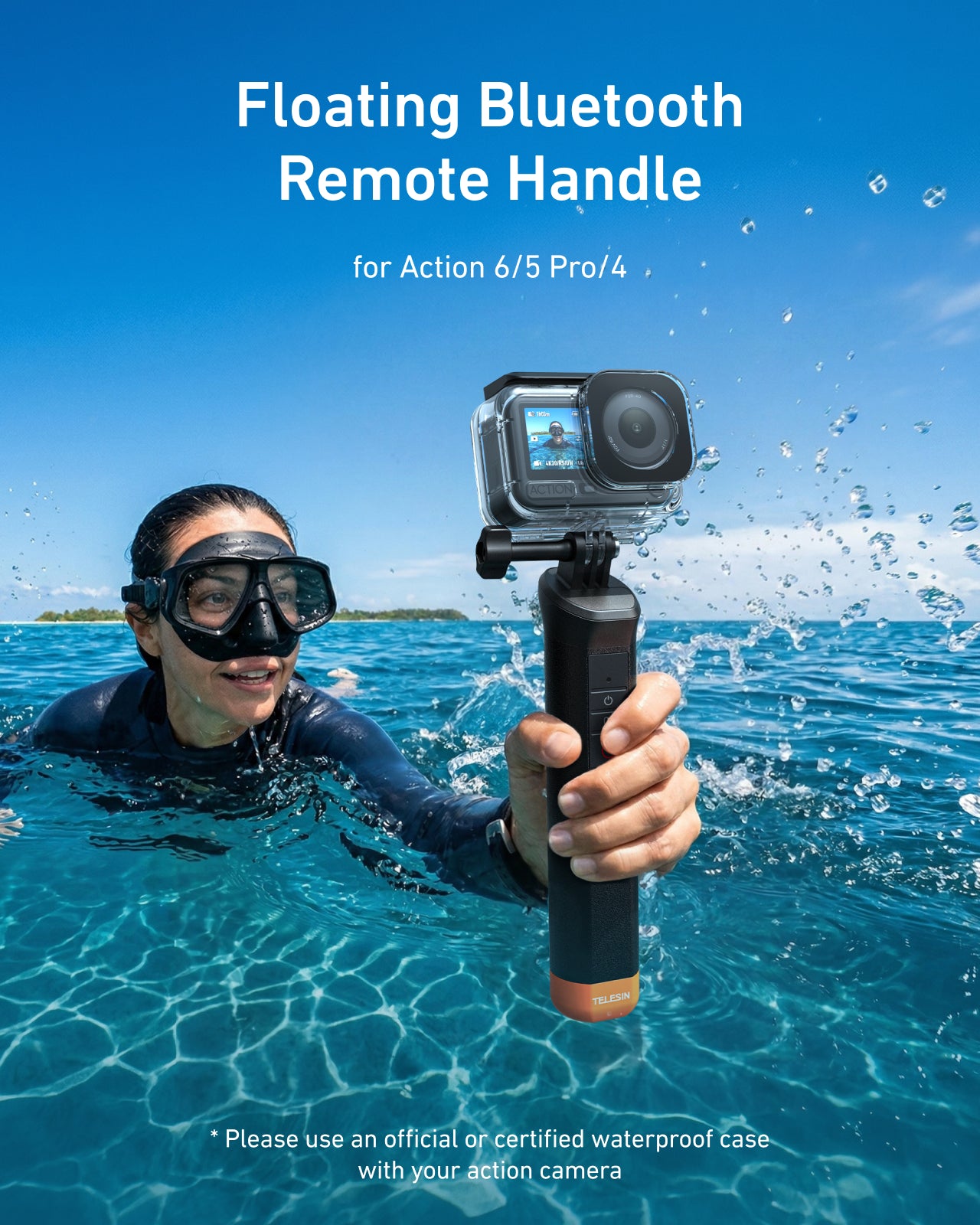 Telesin Tay Cầm Nổi Kèm Remote Bluetooth Cho DJI Action 4/5 Pro/6 | S4-FHG-01-TDJ | Chính hãng | FullVAT