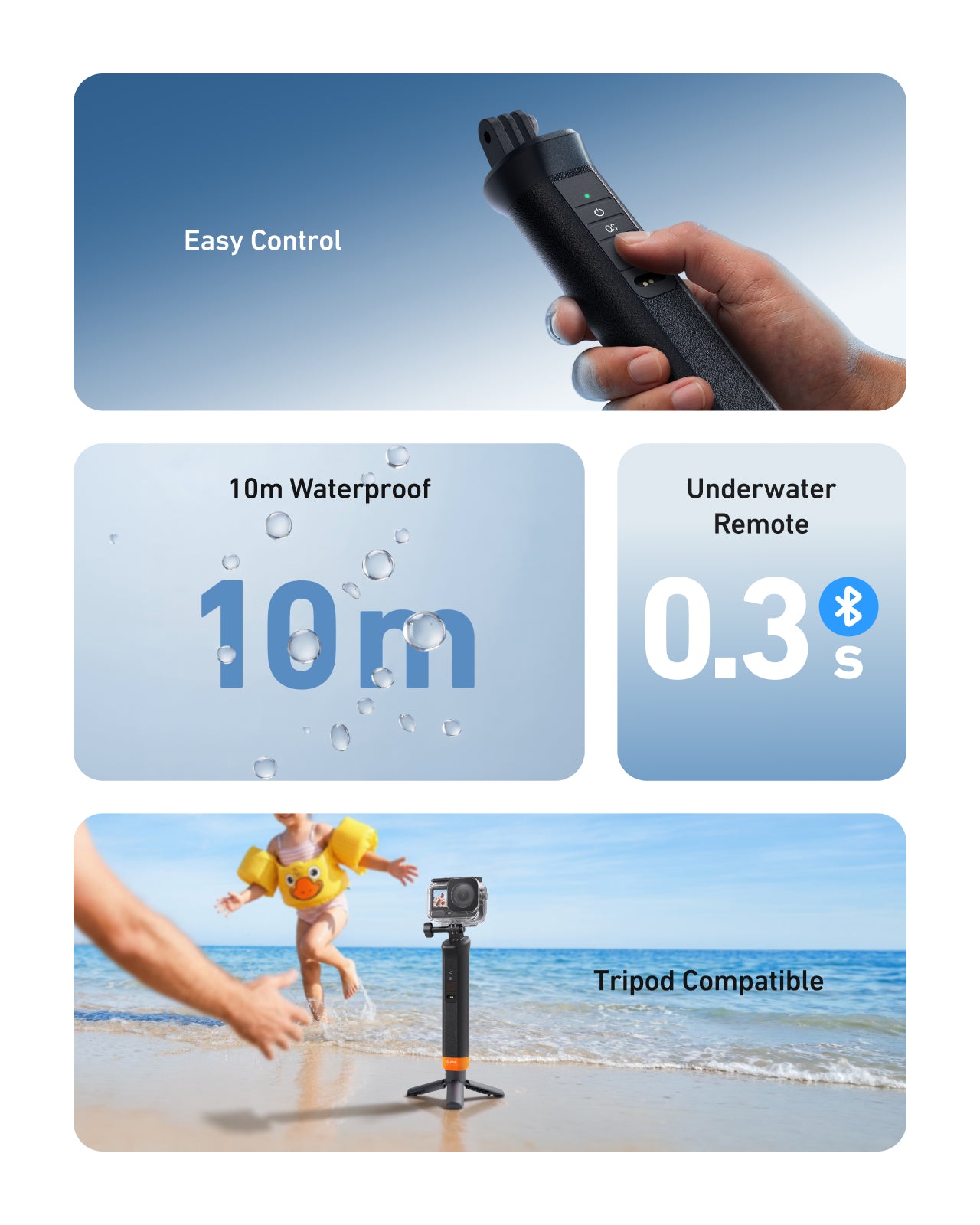 Telesin Tay Cầm Nổi Kèm Remote Bluetooth Cho DJI Action 4/5 Pro/6 | S4-FHG-01-TDJ | Chính hãng | FullVAT