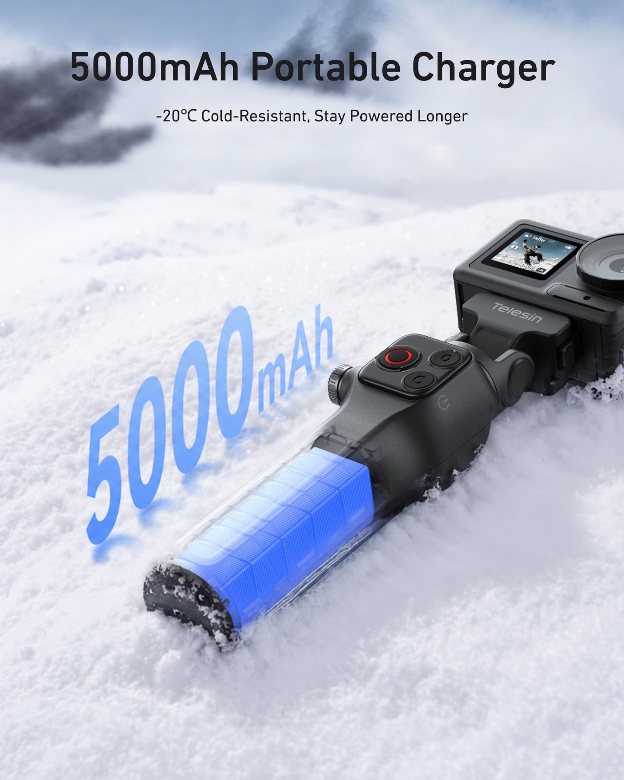 Telesin Tay Cầm Tích Hợp Pin Sạc Power Handle Cho DJI Osmo Action 4/ 5 Pro/ Osmo 360 | S1-CSS-09-TDJ | Chính hãng | FullVAT