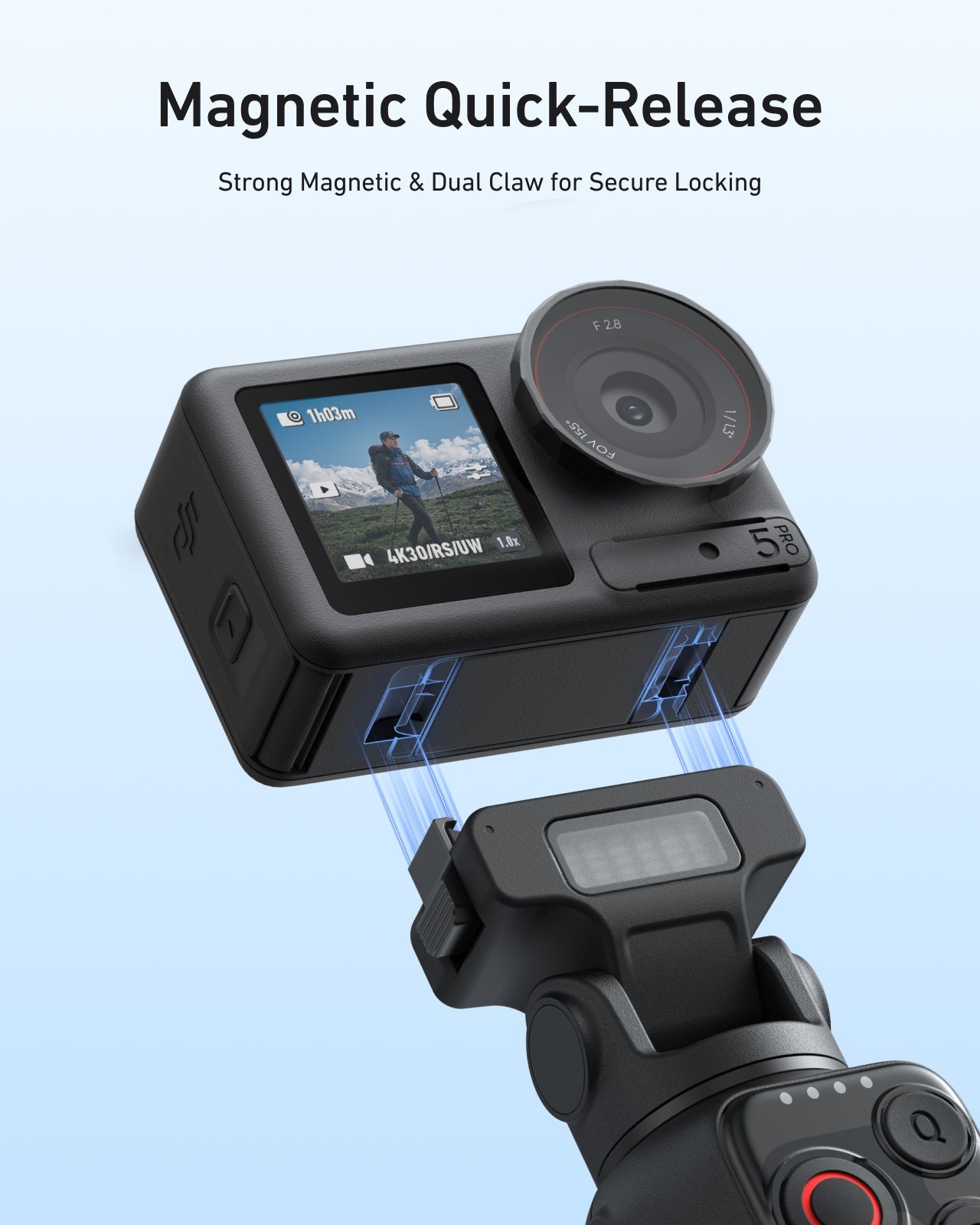 Telesin Tay Cầm Tích Hợp Pin Sạc Power Handle Cho DJI Osmo Action 4/ 5 Pro/ Osmo 360 | S1-CSS-09-TDJ | Chính hãng | FullVAT