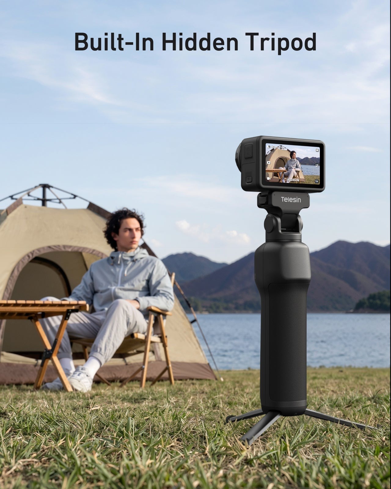 Telesin Tay Cầm Tích Hợp Pin Sạc Power Handle Cho DJI Osmo Action 4/ 5 Pro/ Osmo 360 | S1-CSS-09-TDJ | Chính hãng | FullVAT