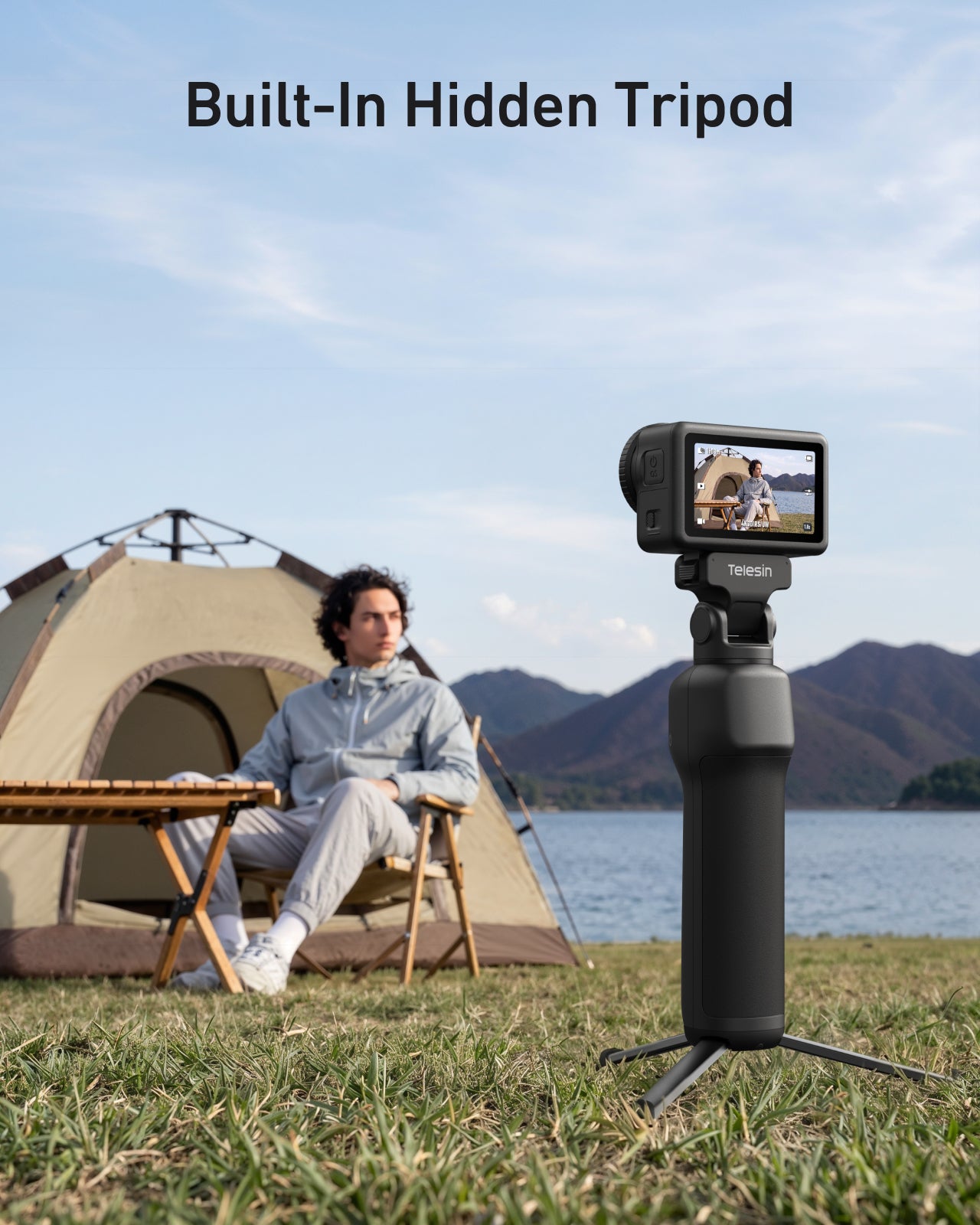 Telesin Tay Cầm Tích Hợp Sạc Nhanh Di Động Cho DJI Action 6 | S1-CSS-07 | Chính hãng | FullVAT