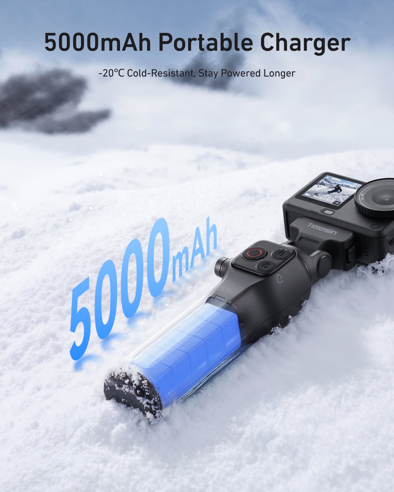 Telesin Tay Cầm Tích Hợp Sạc Nhanh Di Động Cho DJI Action 6 | S1-CSS-07 | Chính hãng | FullVAT